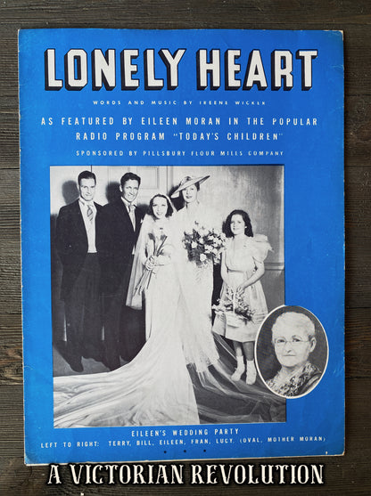 Lonely Heart - Today's Children - Eileen Moran - Wedding Song - Sheet Music - 1936