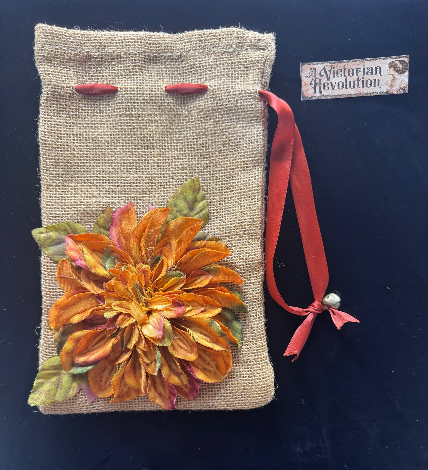 Drawstring Bag with Chrysanthemum