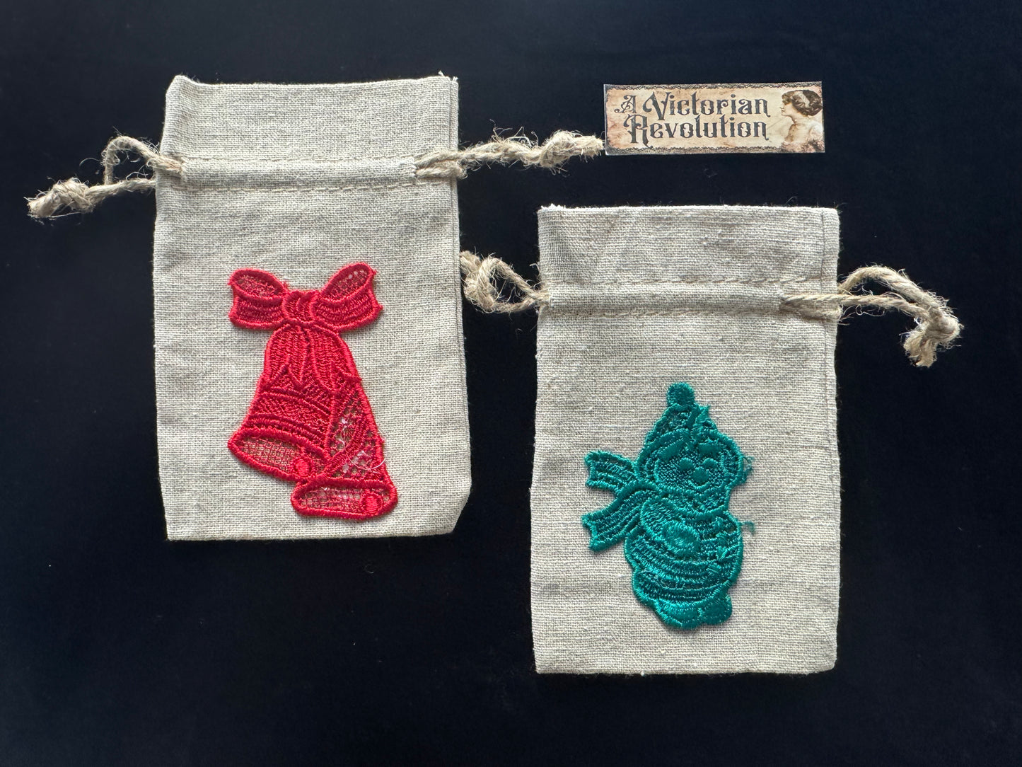 Set of Two Holiday Drawstring Bags