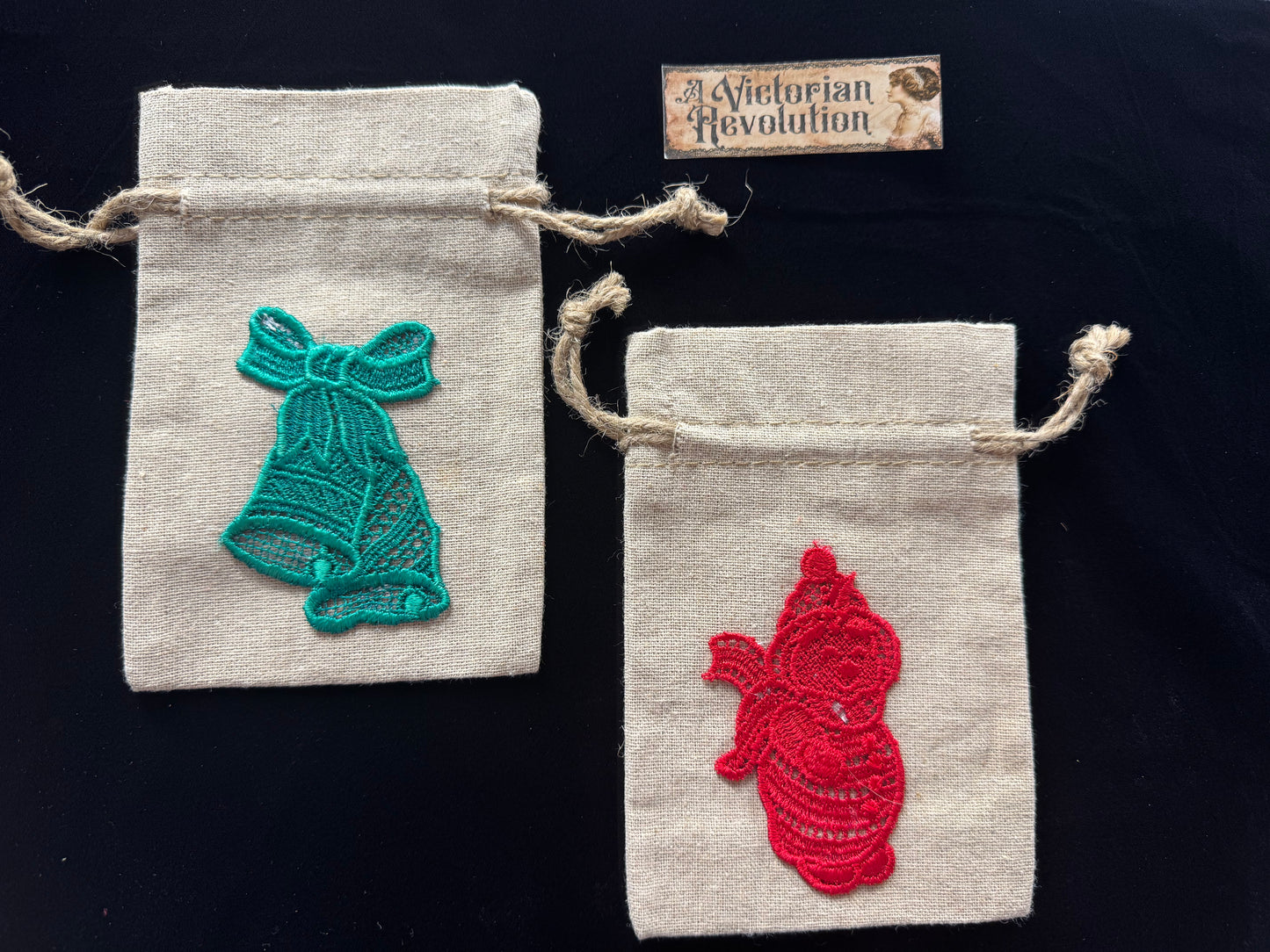 Set of Christmas Drawstring Bags