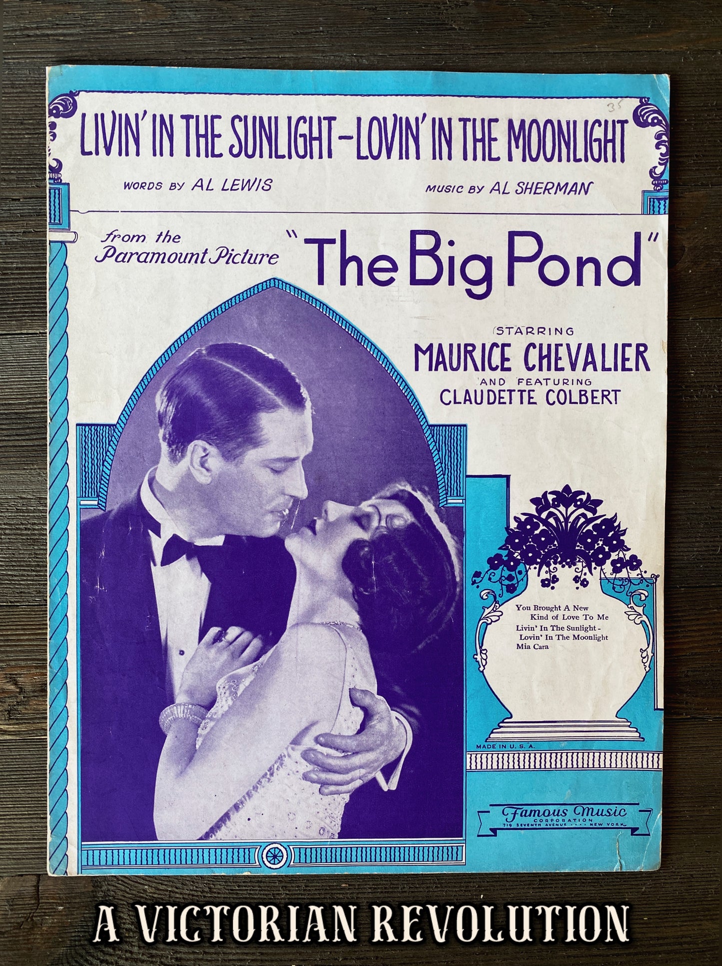 Livin' in the Sunlight, Lovin' in the Moonlight - The Big Pond - Sheet Music - 1930