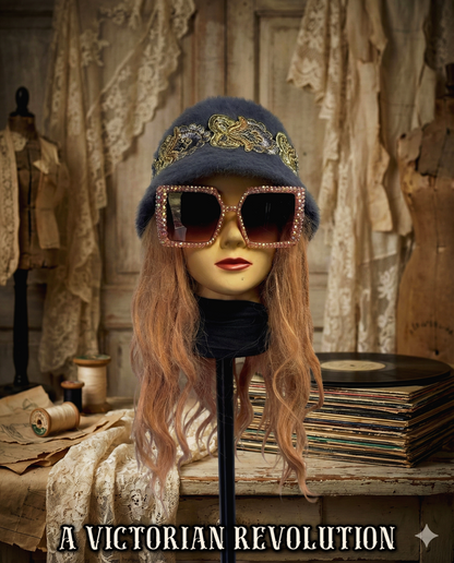 Fuzzy Angora Bucket Hat with Embroidered Embellishments