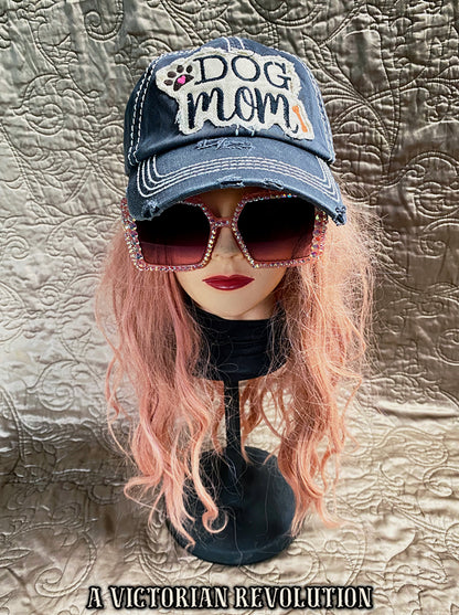 Distressed Charcoal Grey Dog Mom Baseball Cap