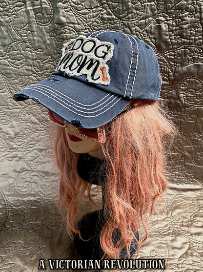 Distressed Charcoal Grey Dog Mom Baseball Cap