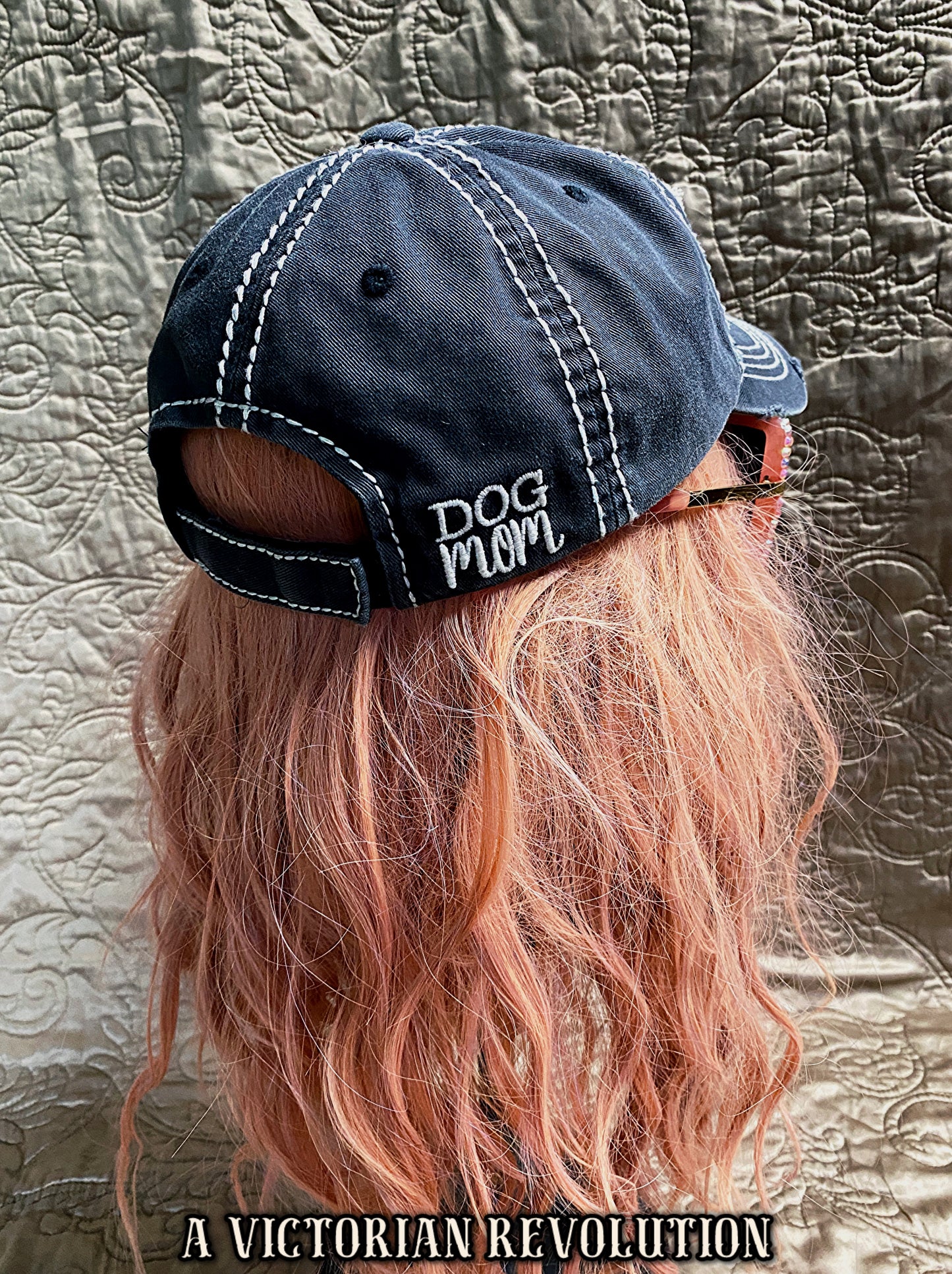 Distressed Charcoal Grey Dog Mom Baseball Cap