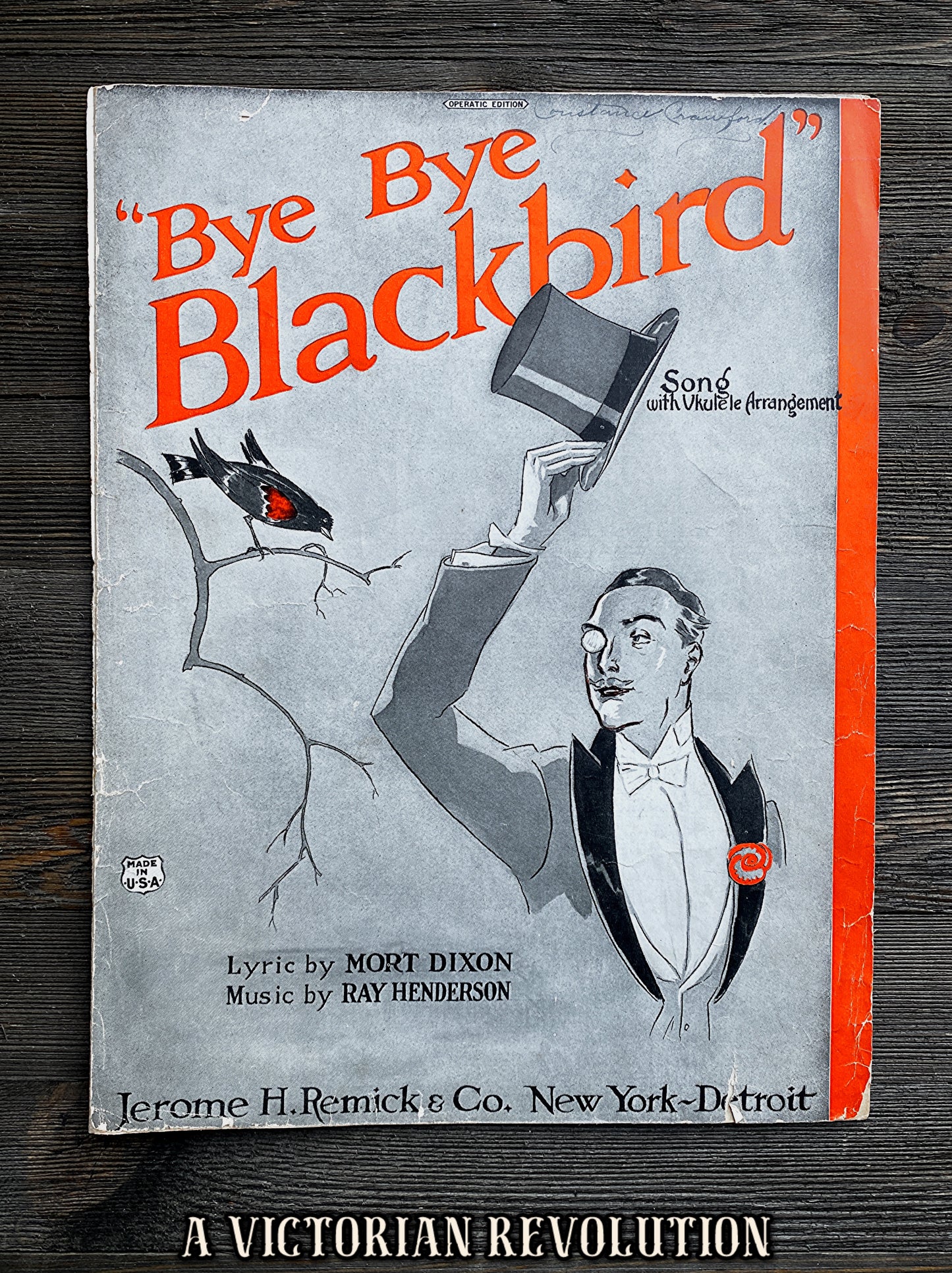 Bye Bye Blackbird - Remick Music Program - Ray Henderson - Jazz Standard - Vintage Sheet Music - 1926