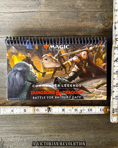 Handmade Upcycled Magic: The Gathering Notebook - Commander Legends: Battle for Baldur's Gate - Dungeons & Dragons DnD Spiral Journal