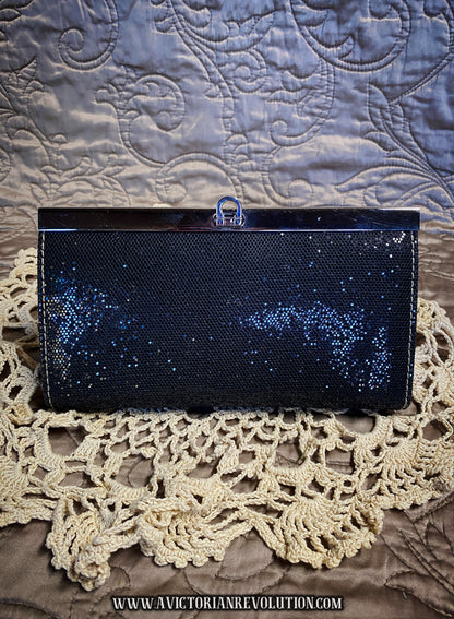 Black Sparkle Glitter Accordion Clutch Wallet - Evening Bag