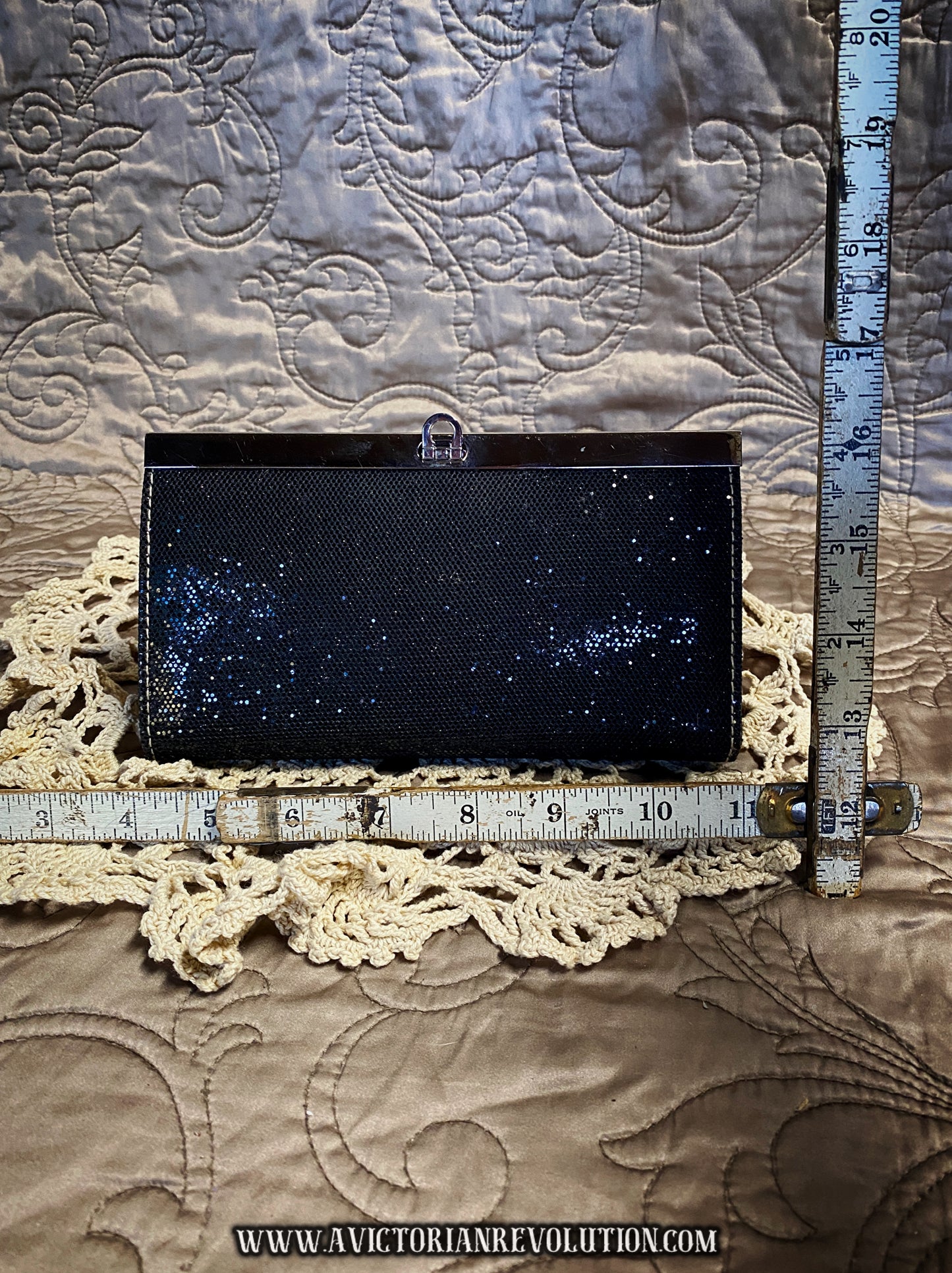 Black Sparkle Glitter Accordion Clutch Wallet - Evening Bag