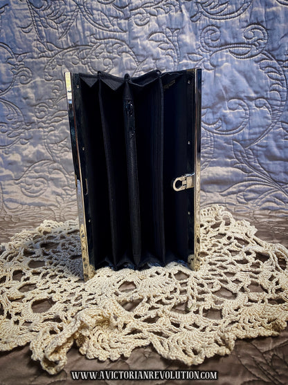 Black Sparkle Glitter Accordion Clutch Wallet - Evening Bag