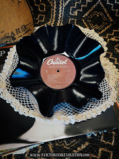 Leon McAuliffe & The Original Texas Playboys - Original Texas Playboys - 1979 - Capitol Records - Western Swing - Salvaged + Upcycled Vinyl LP Record Album - Decorative Bowl