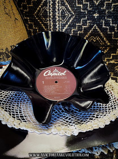 Leon McAuliffe & The Original Texas Playboys - Original Texas Playboys - 1979 - Capitol Records - Western Swing - Salvaged + Upcycled Vinyl LP Record Album - Decorative Bowl