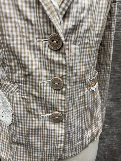 Light Brown and White Jacket with Crochet Details