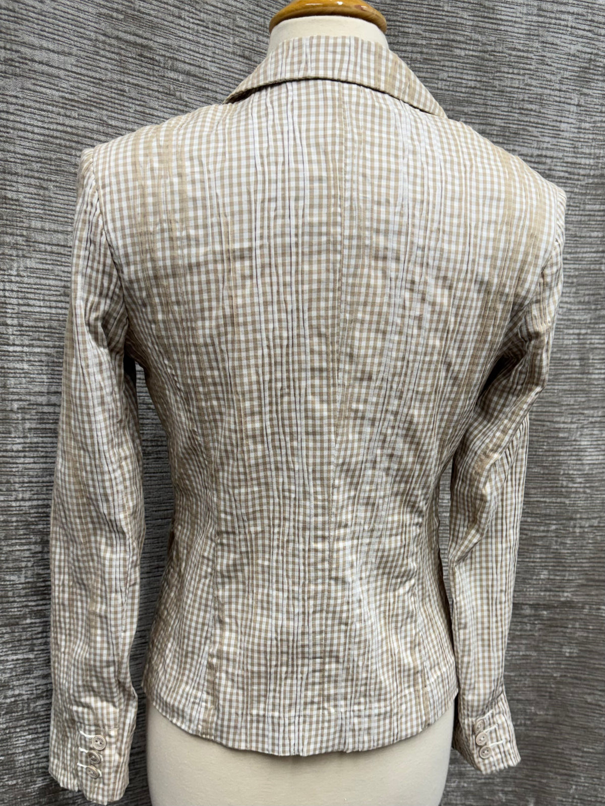 Light Brown and White Jacket with Crochet Details