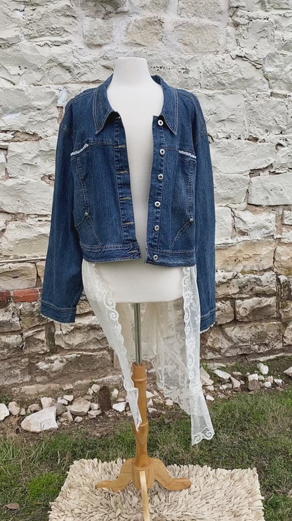 Denim Jacket with Lace Skirt Size 30 w