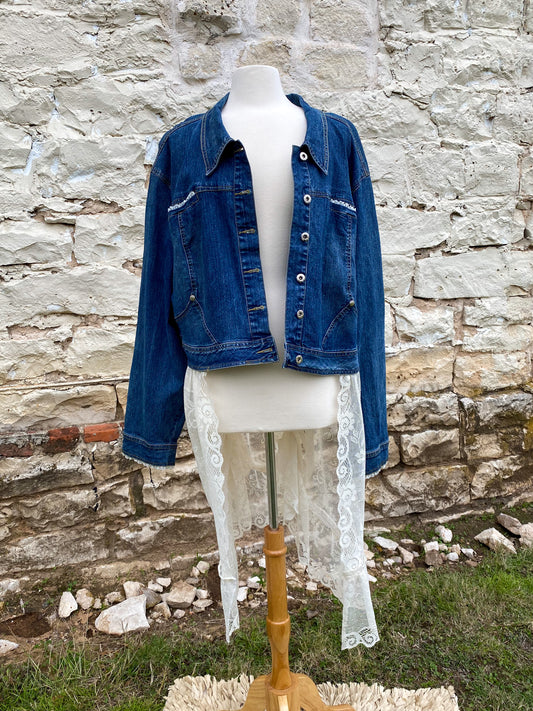 Denim Jacket with Lace Skirt Size 30 w