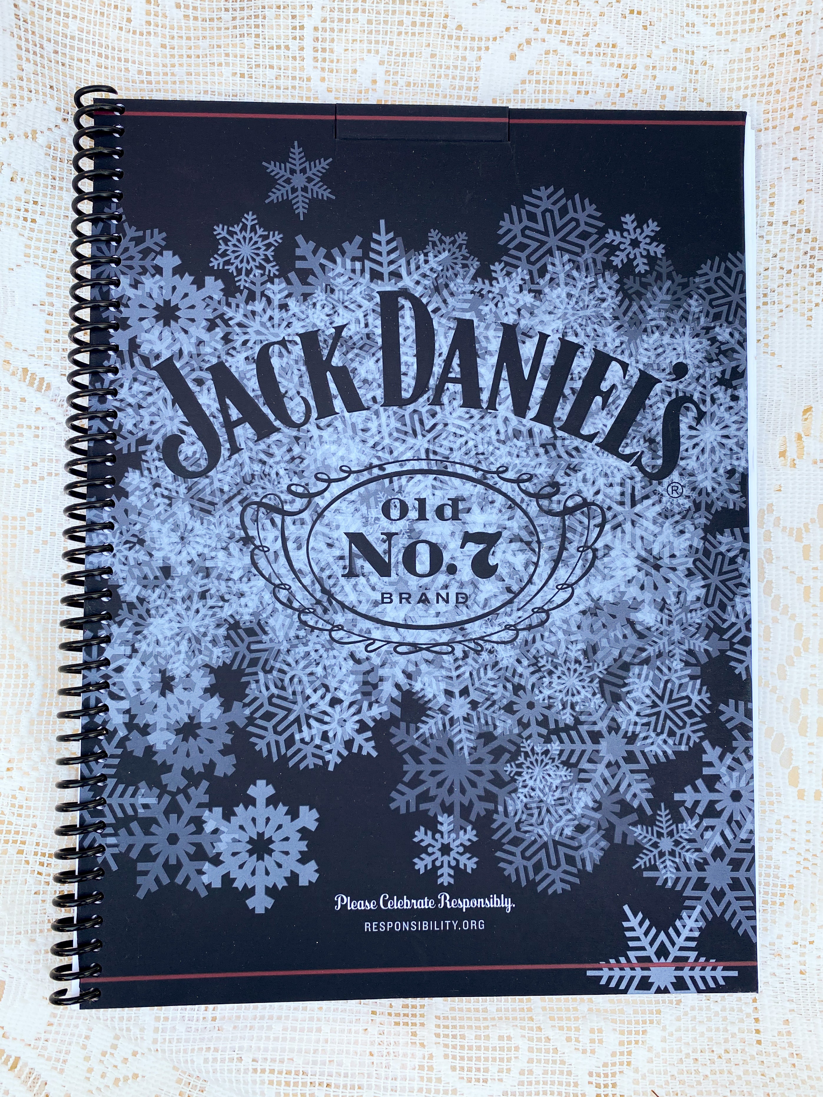 Jack Daniels Old No. 7 Holiday Edition Recycled Notebook w/ Silver Spiral