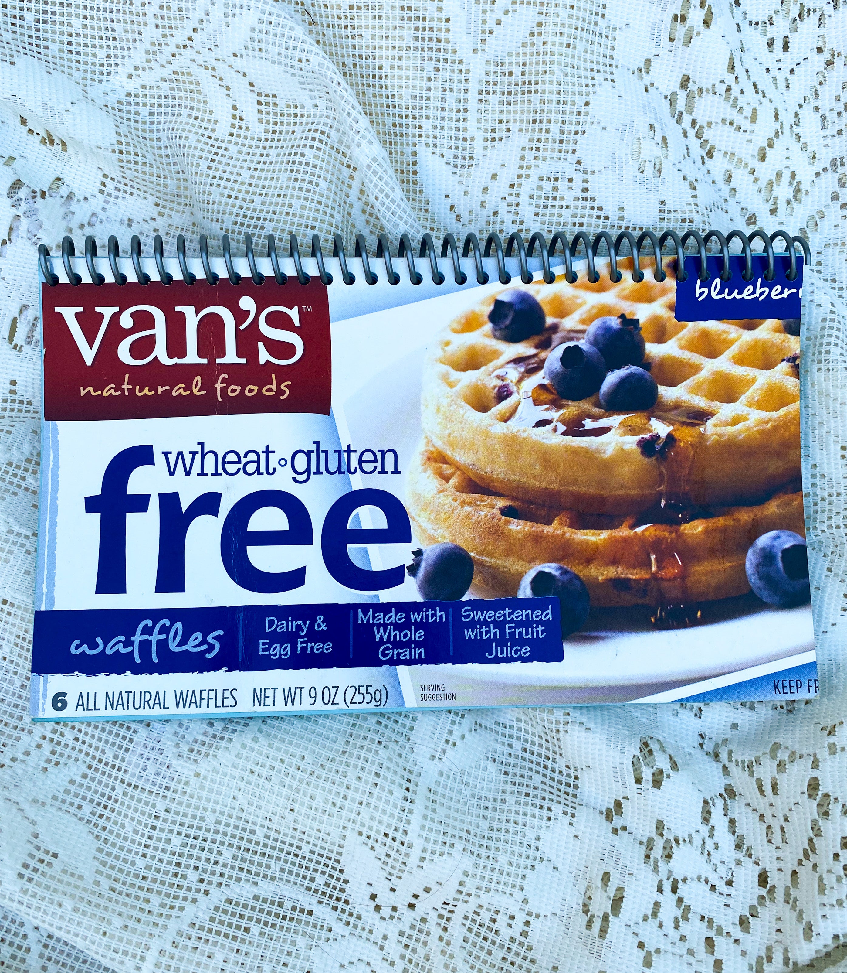 Van’s Gluten Free Blueberry Waffles Upcycled Spiral Notebook