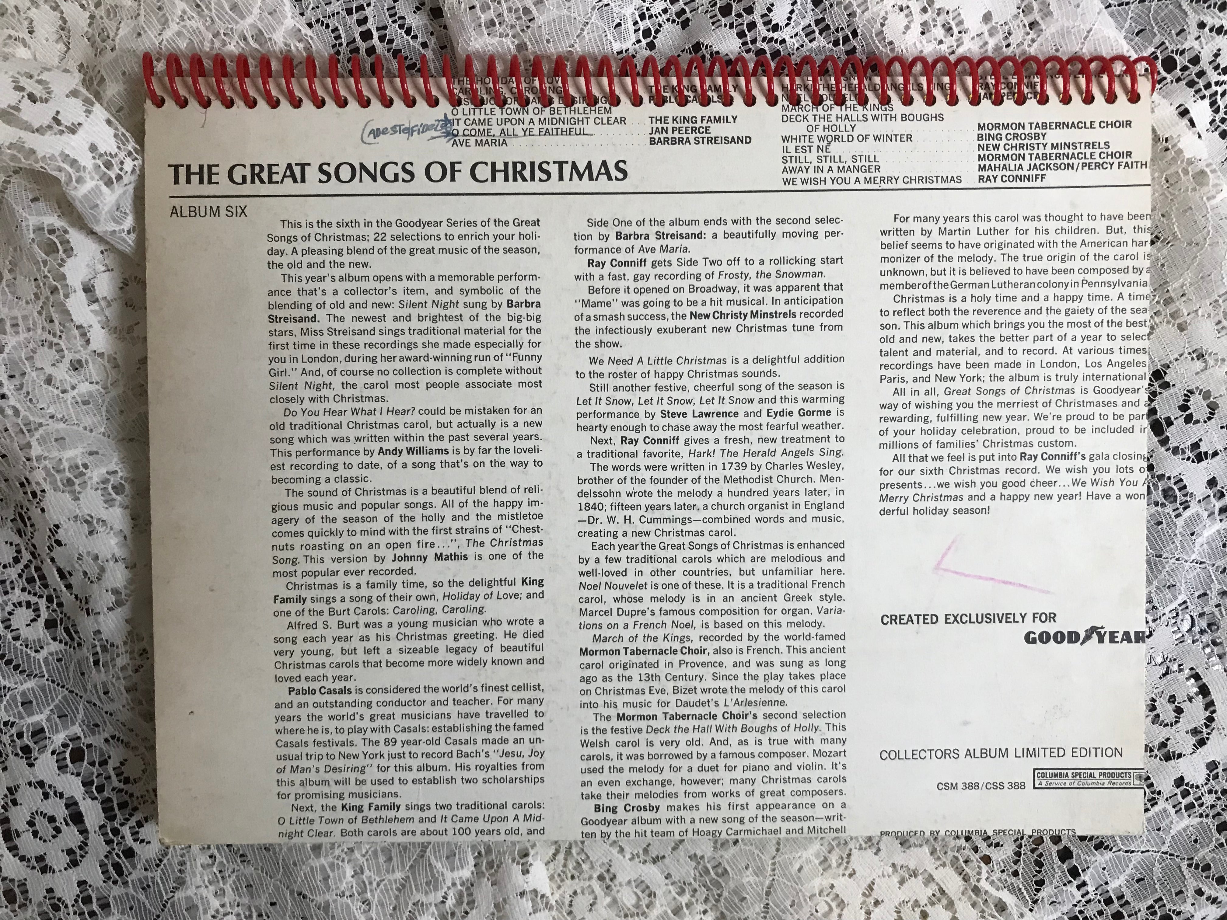 Christmas Greats Album Cover Notebook