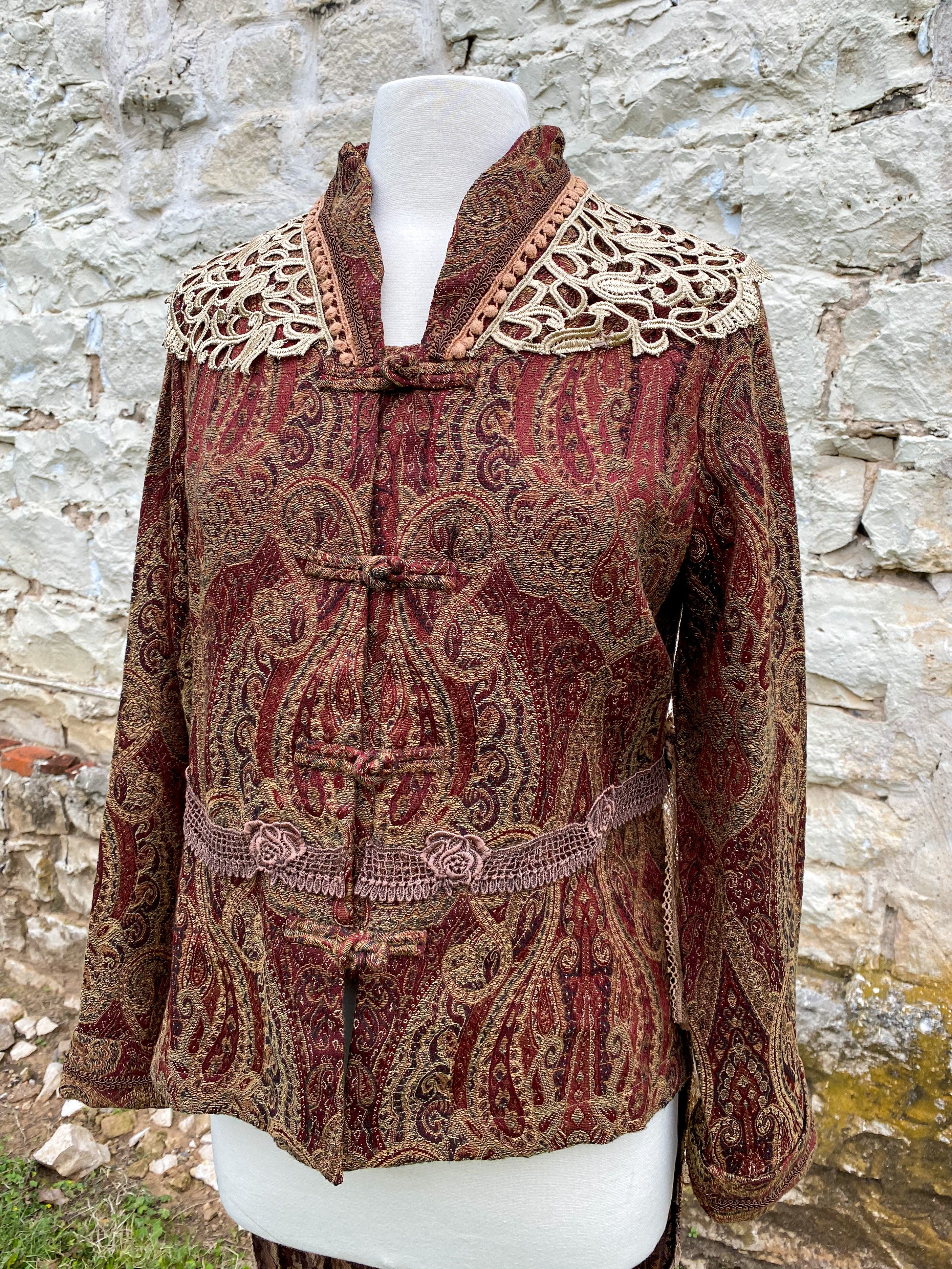 Elegant Paisley Upcycled Victorian Jacket -SMALL