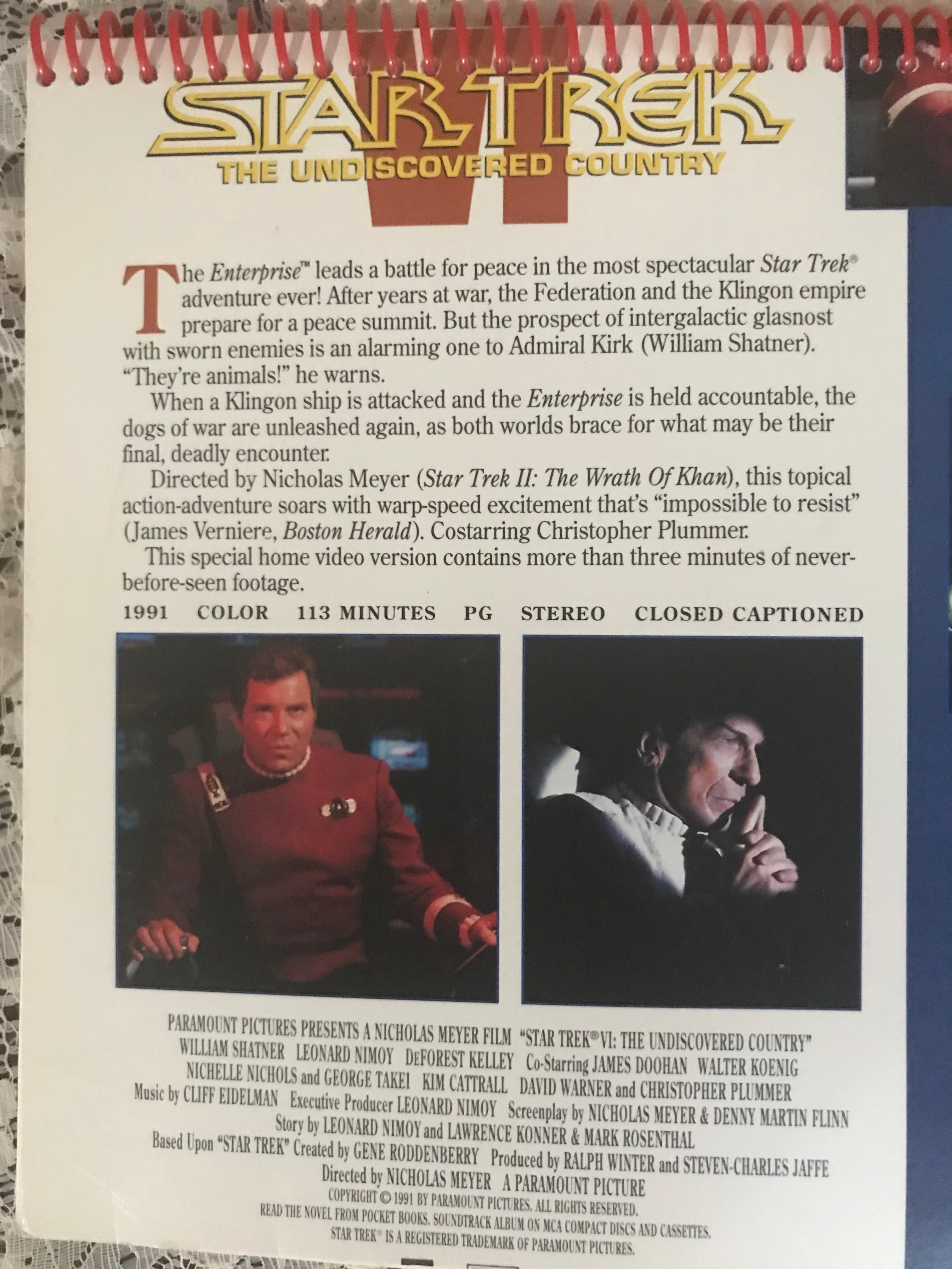 Star Trek VI The Undiscovered Country Album Cover Notebook