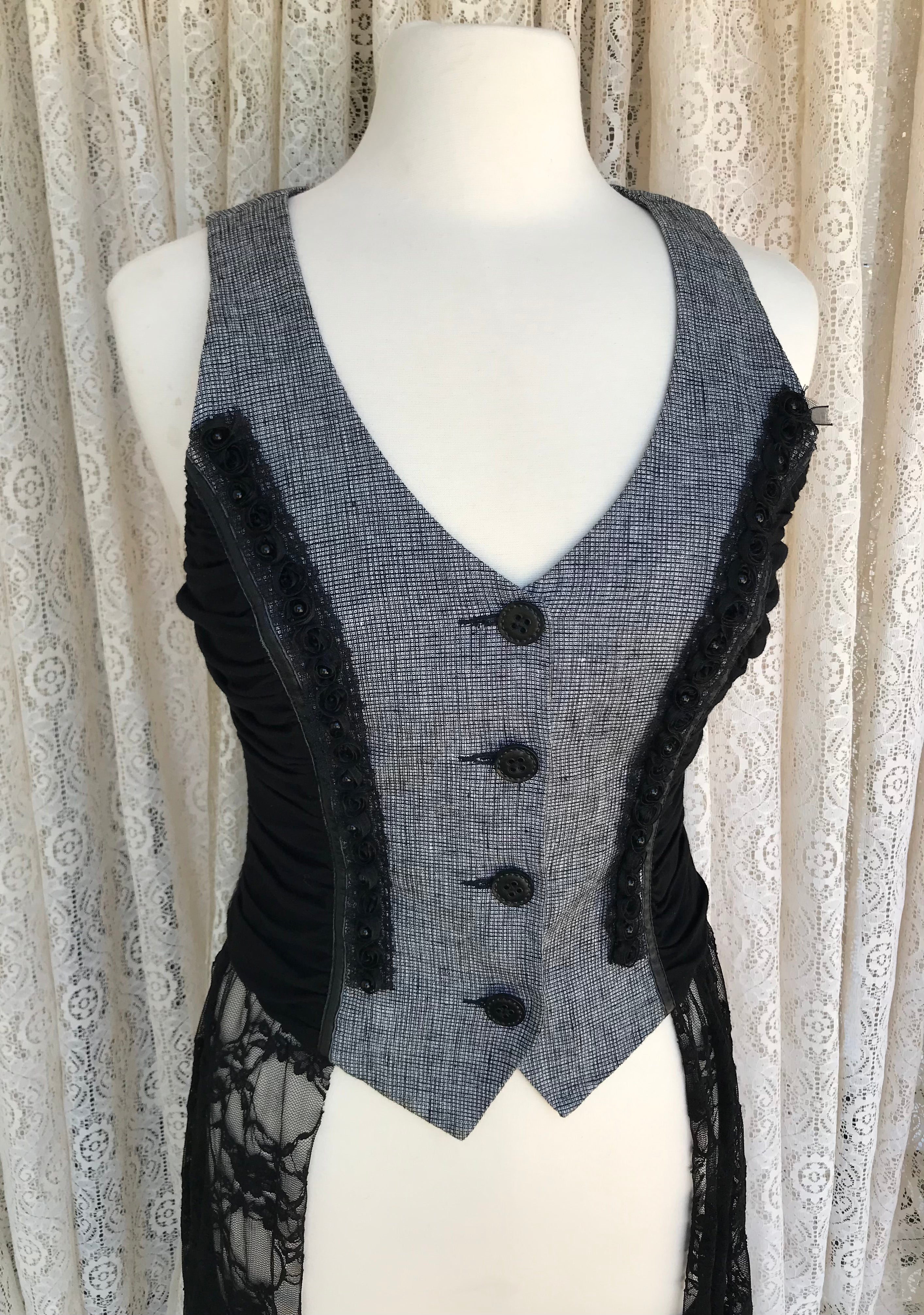 Ladies Vest With Lace Skirt -SMALL