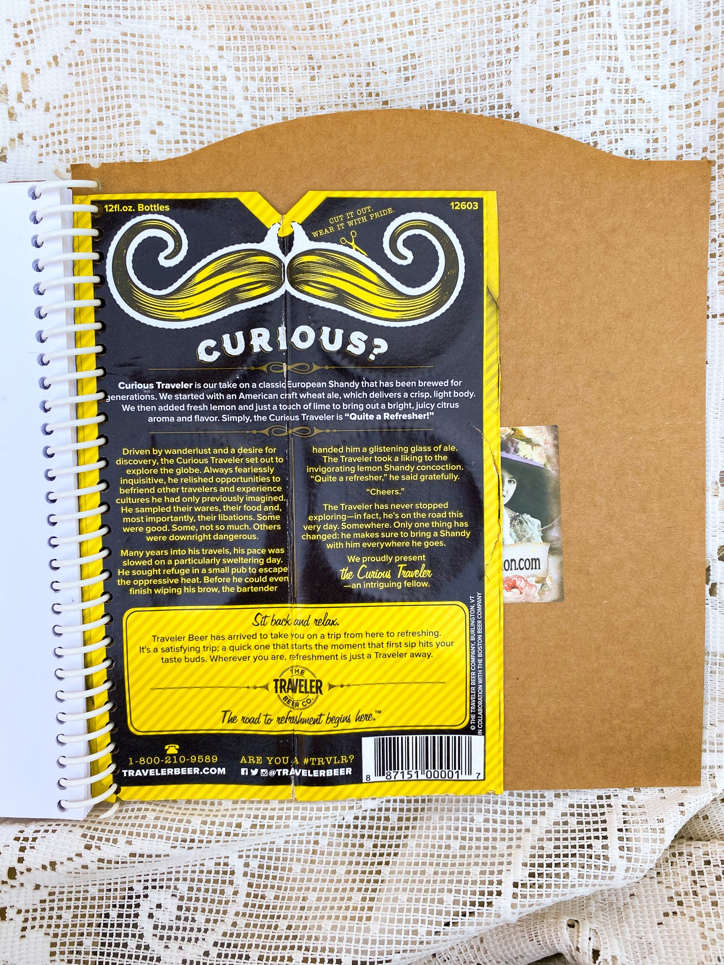 Curious Traveler Recycled Beer Carton Notebook