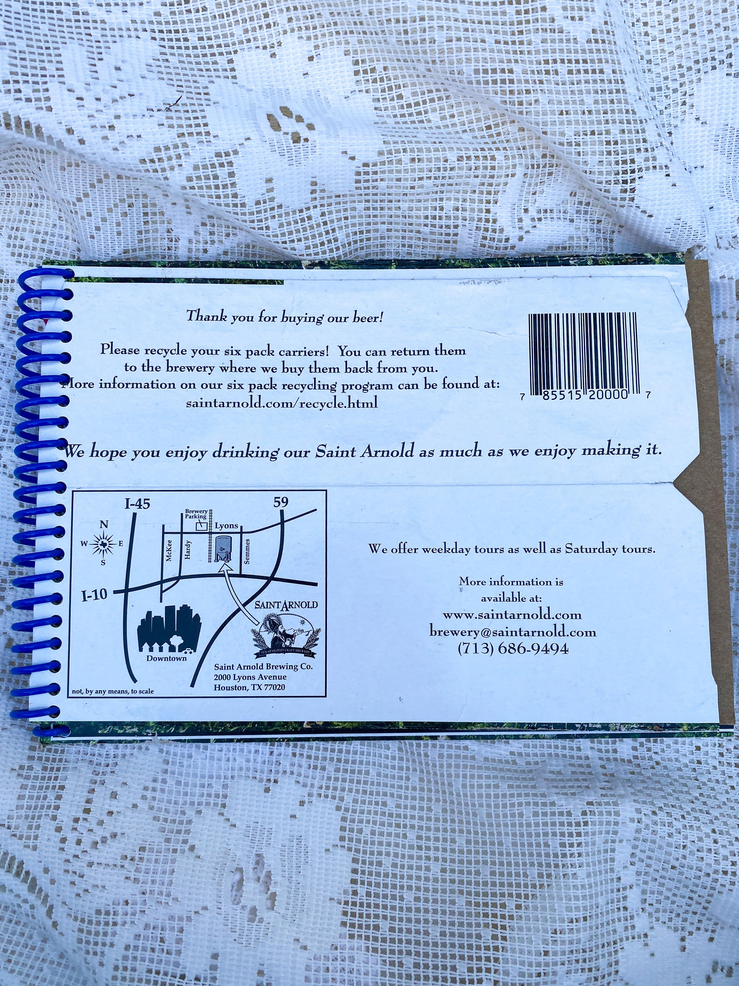 Saint Arnold Weedwacker Recycled Beer Carton Notebook