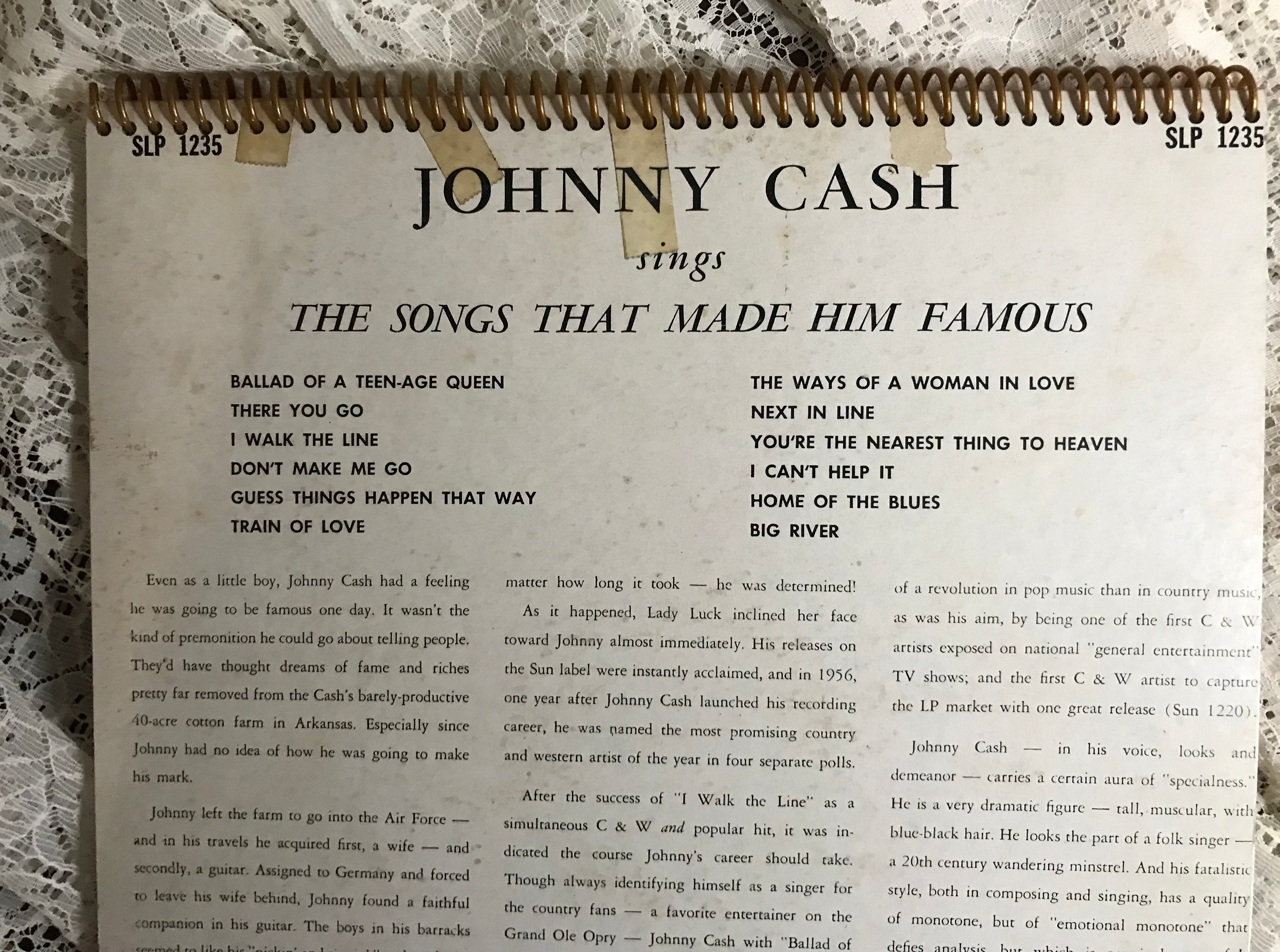 Johnny Cash The Songs That Made Him Famous Album Cover Notebook