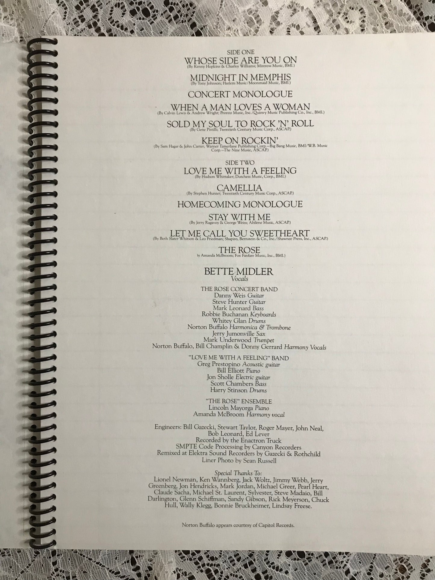 Bette Midler The Rose Album Cover Notebook