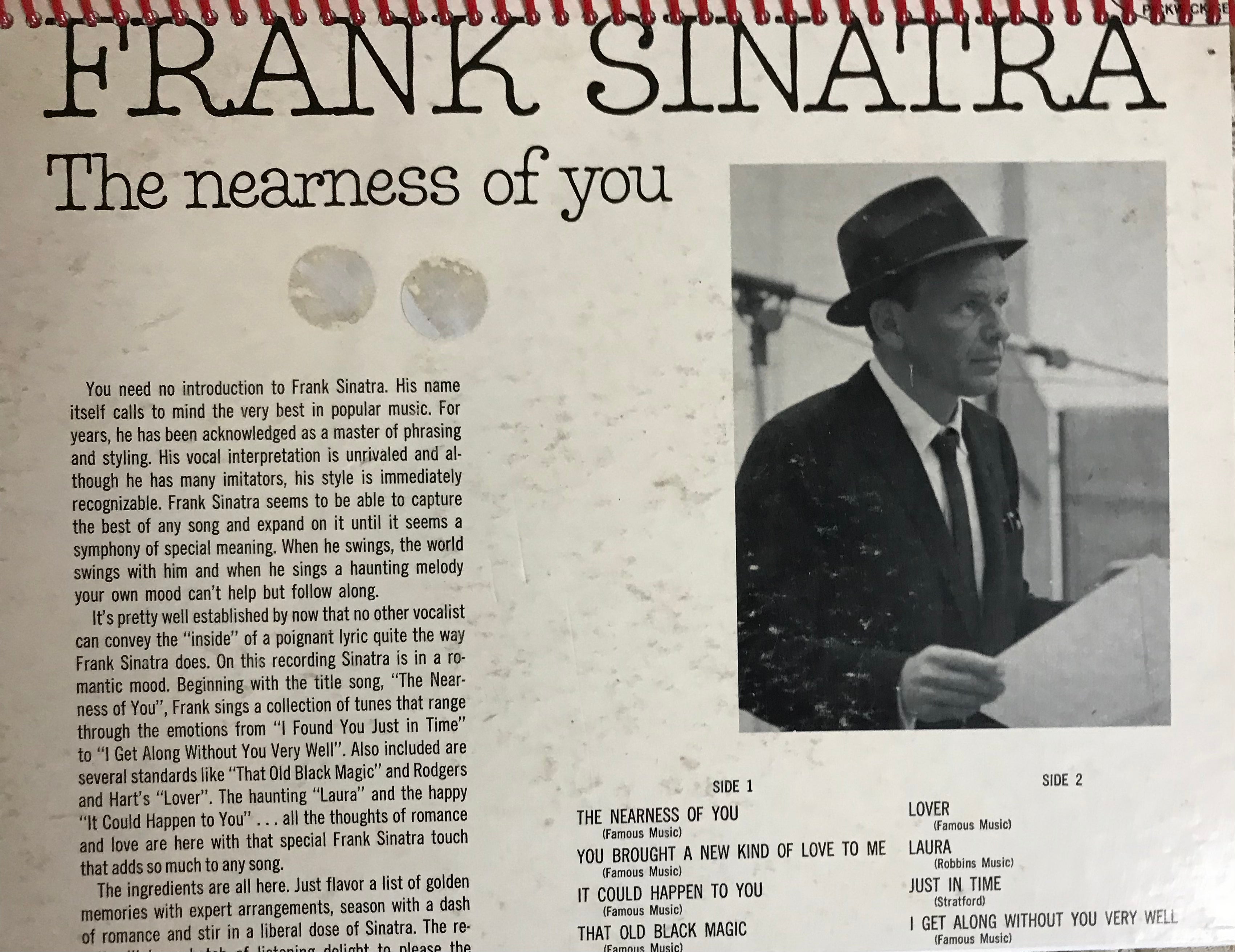 Frank Sinatra  The Nearness of You Album Cover Notebook