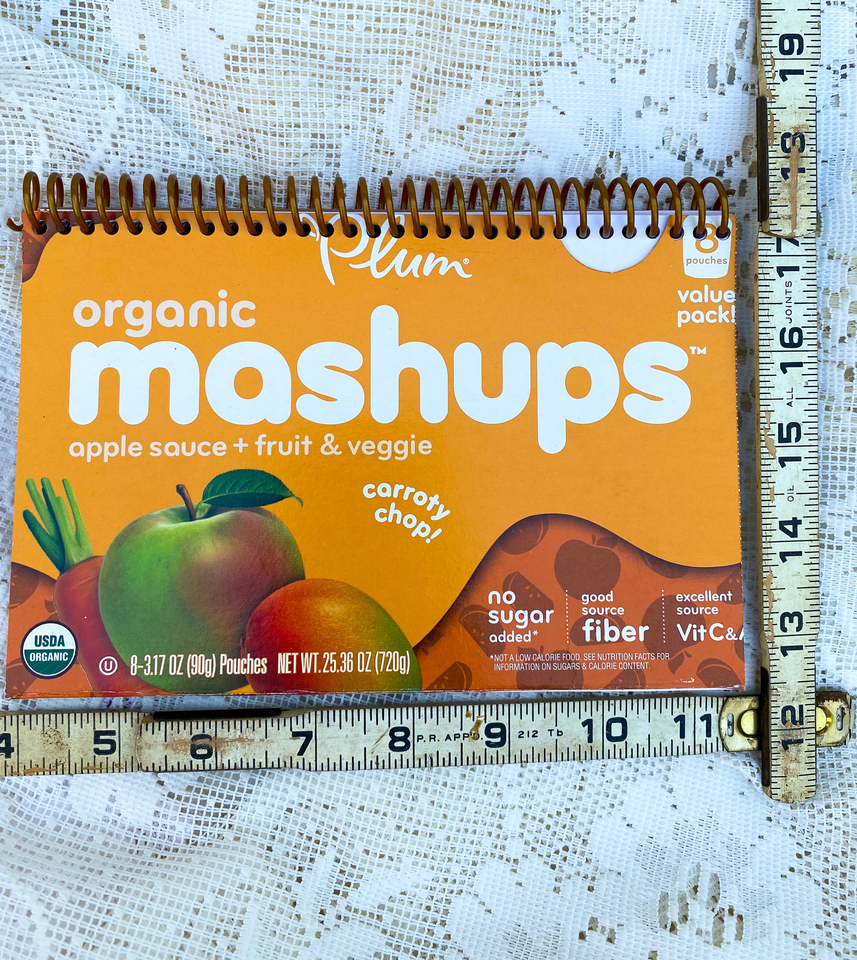 Plum Mashups Baby Food Upcycled Spiral Notebook