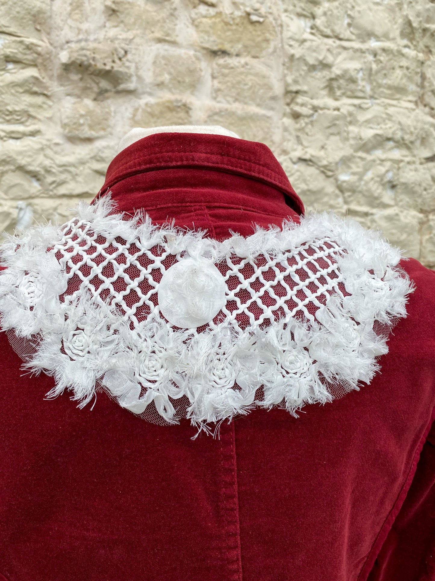 Burgundy Jacket with Fuzzy Yoke - Small