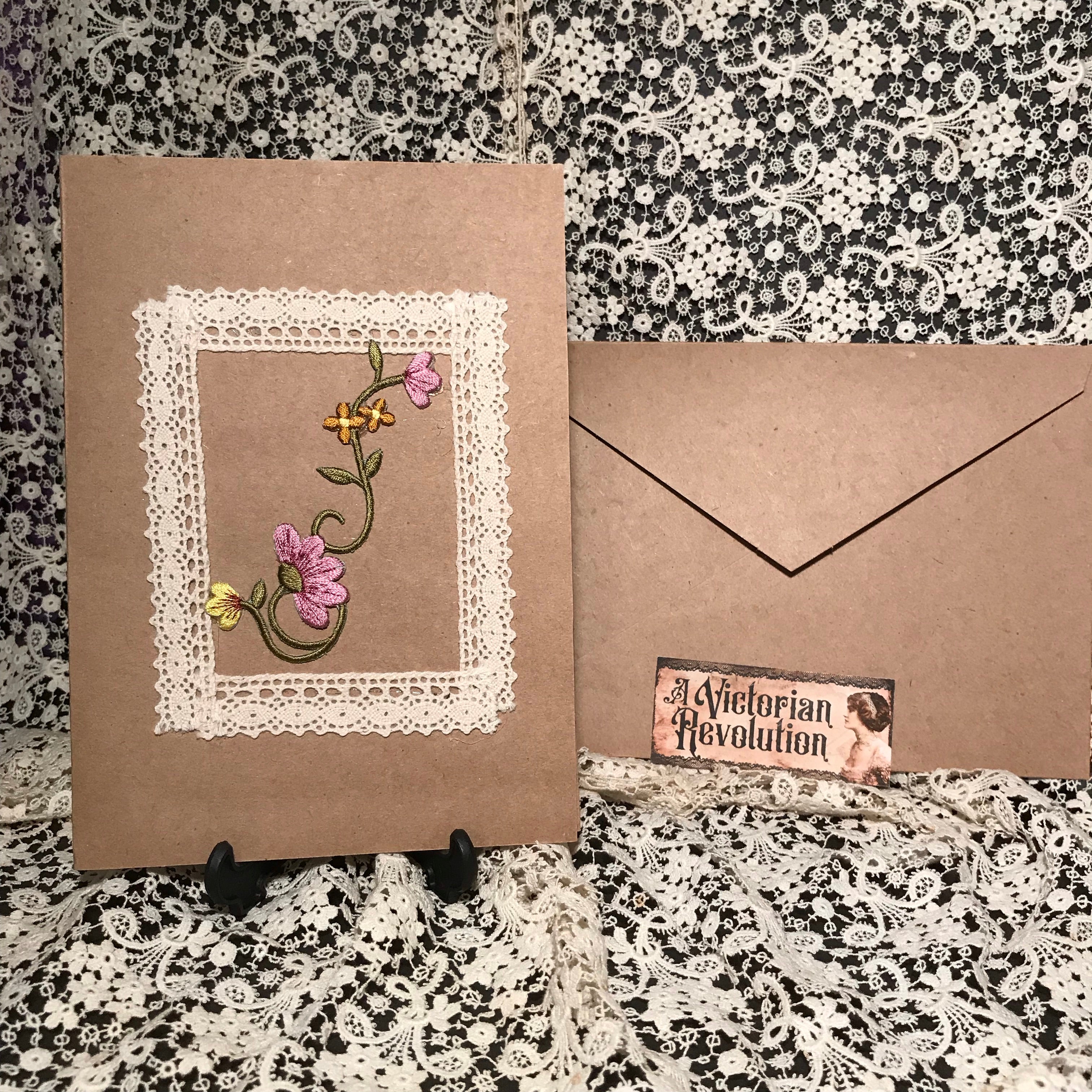 Greeting Card with Lace and Flowers