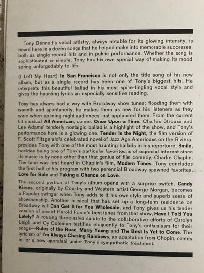 Tony Bennett I Left My Heart In San Francisco Album Cover Notebook
