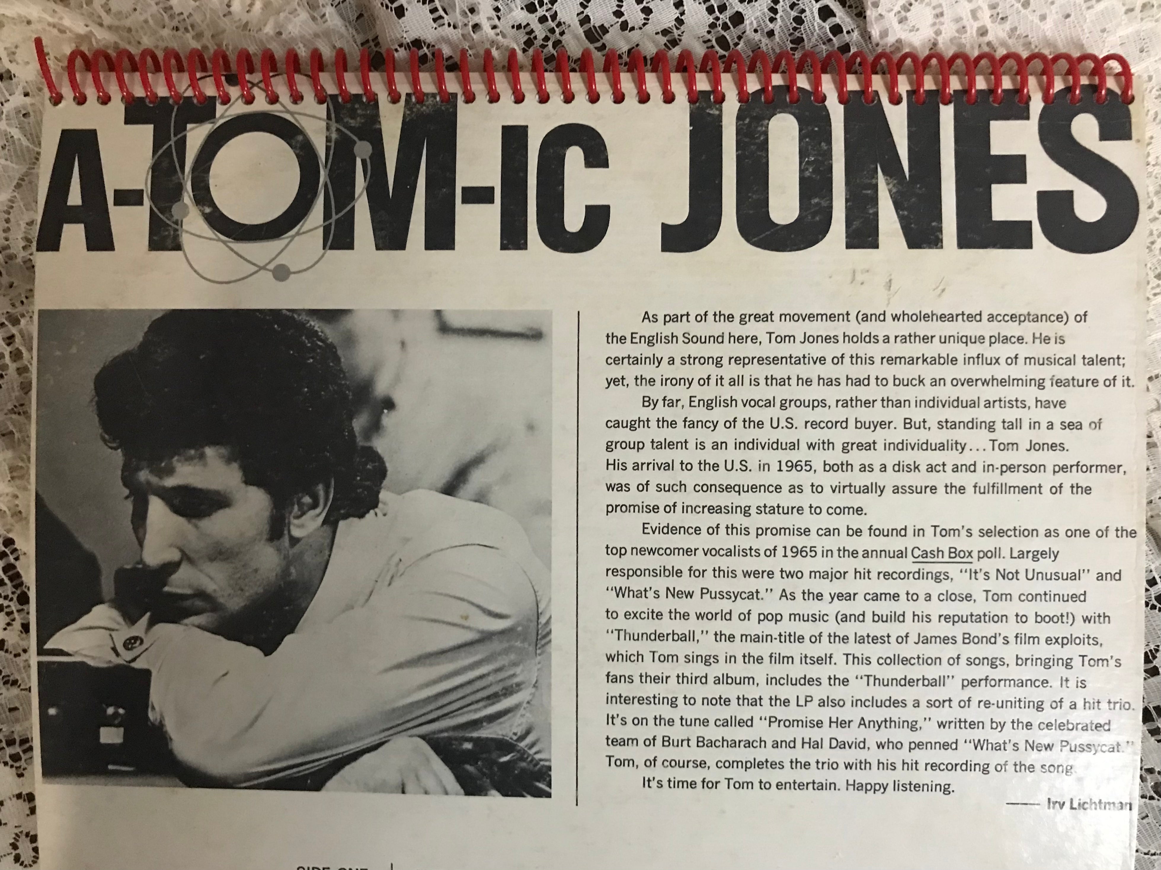 Tom Jones Atomic Album Cover Notebook