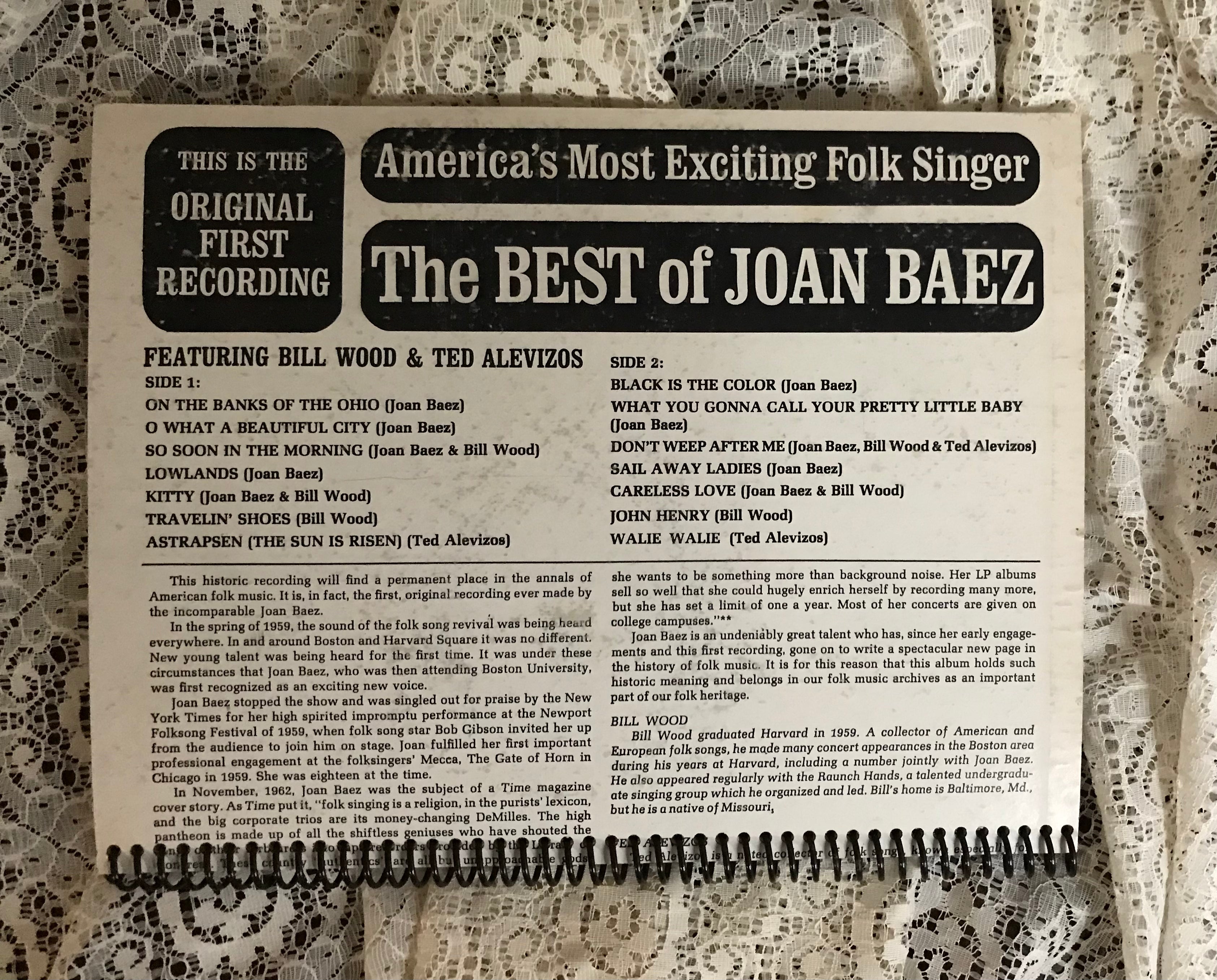 Joan Baez Best Of Recycled Album Cover Notebook