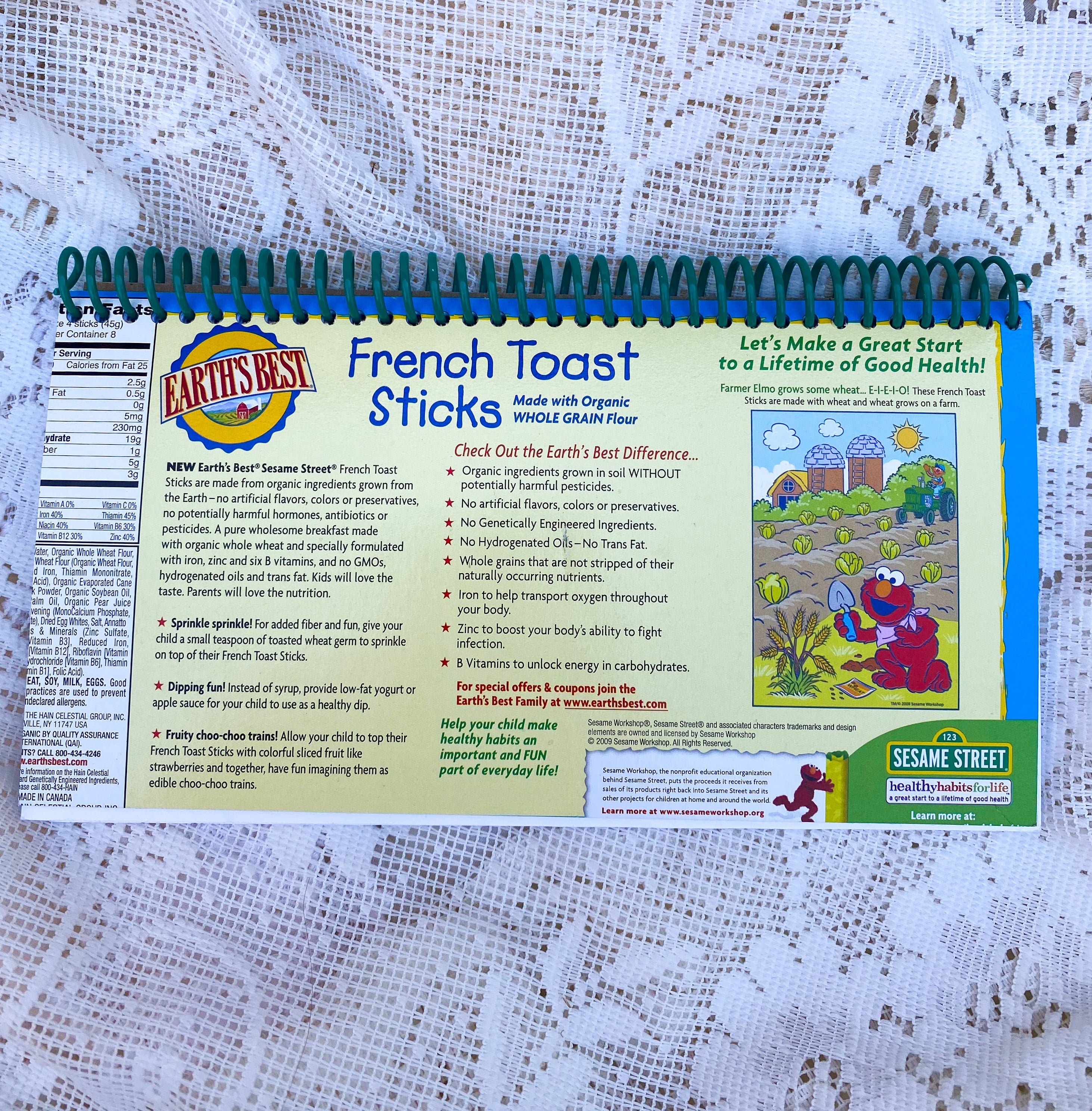 Elmo French Toast Sticks Upcycled Spiral Notebook