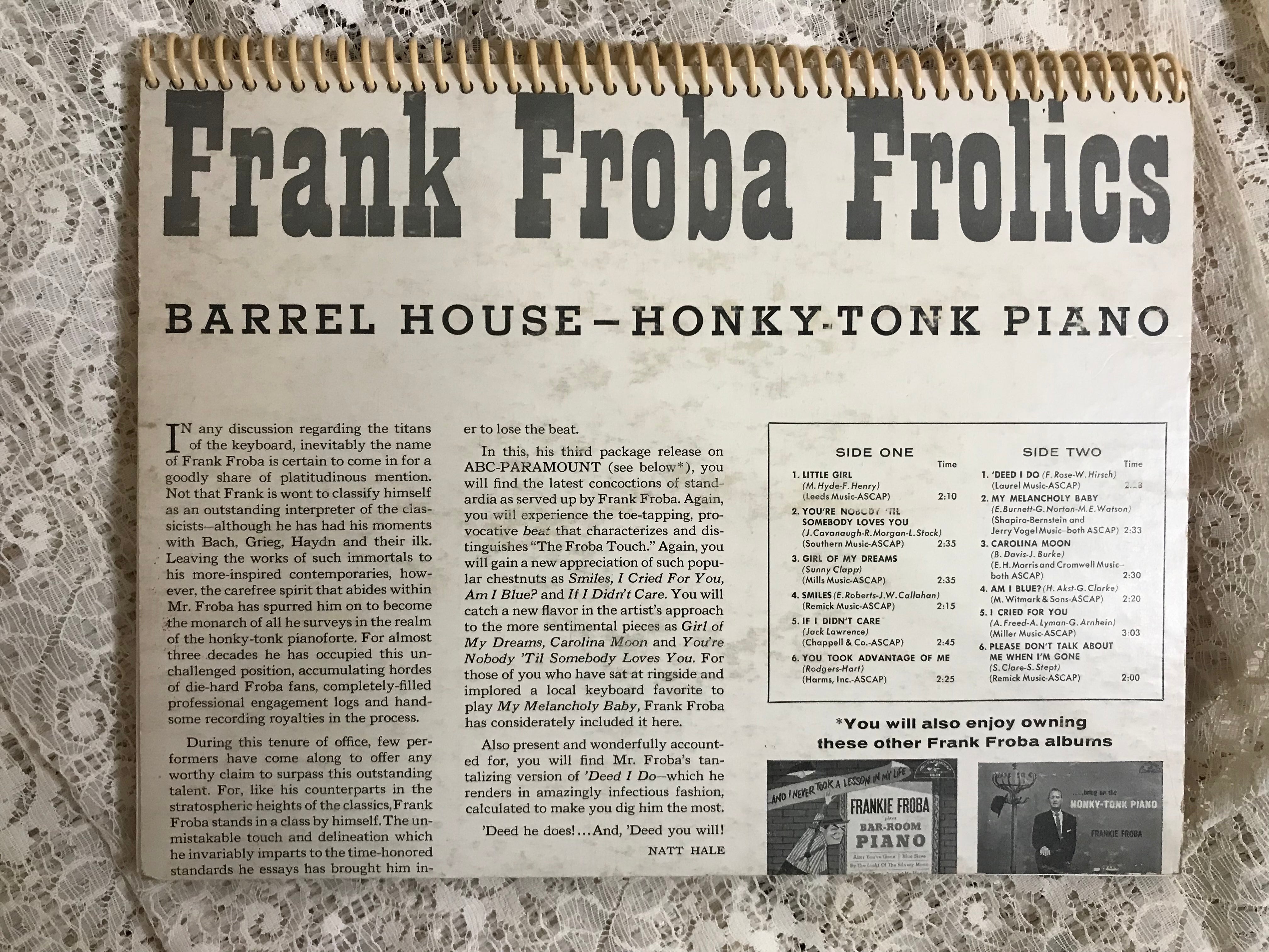 Frank Froba Honky Tonk Piano Album Cover Notebook