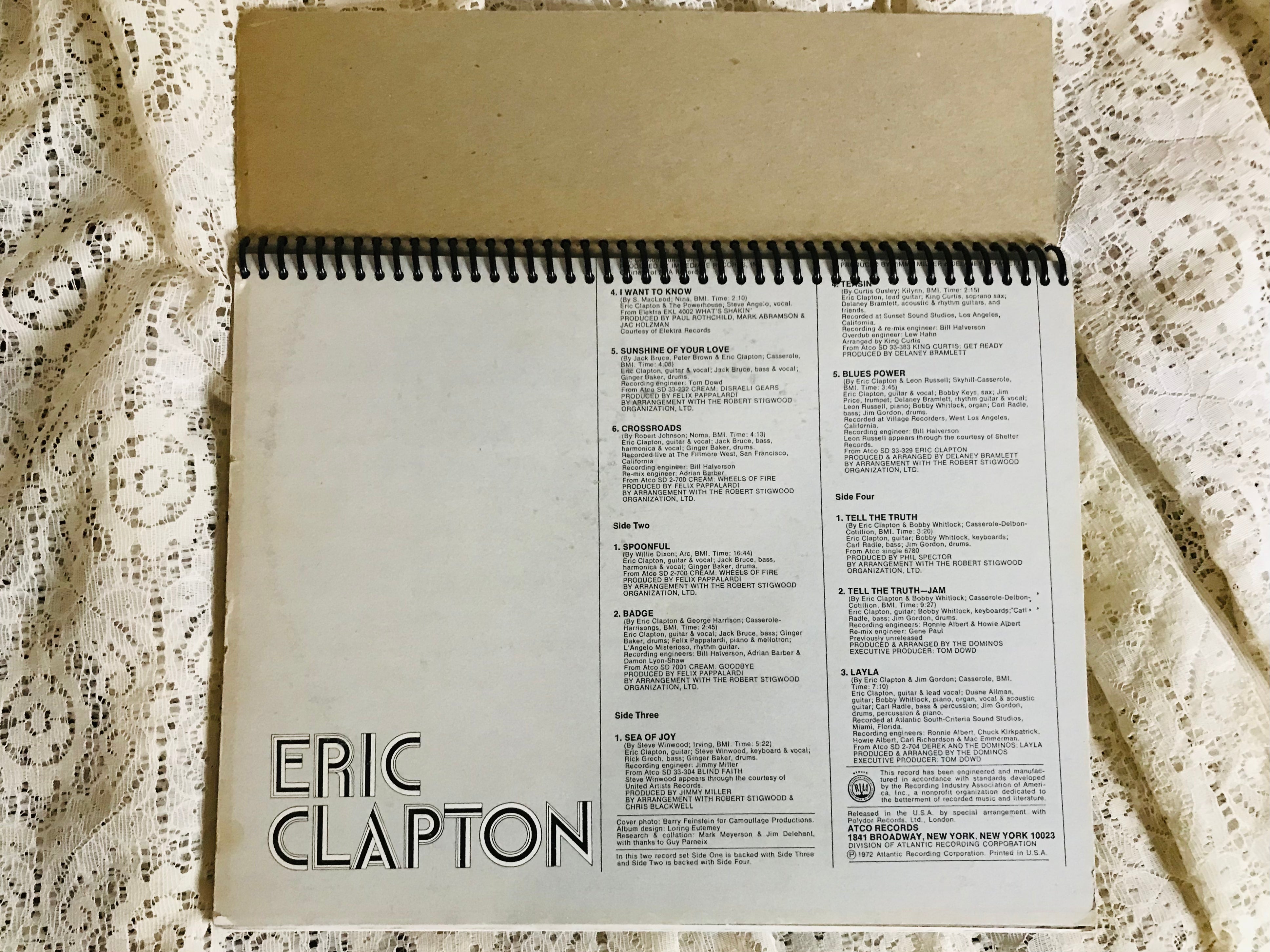 Eric Clapton, History of, Album Cover Notebook