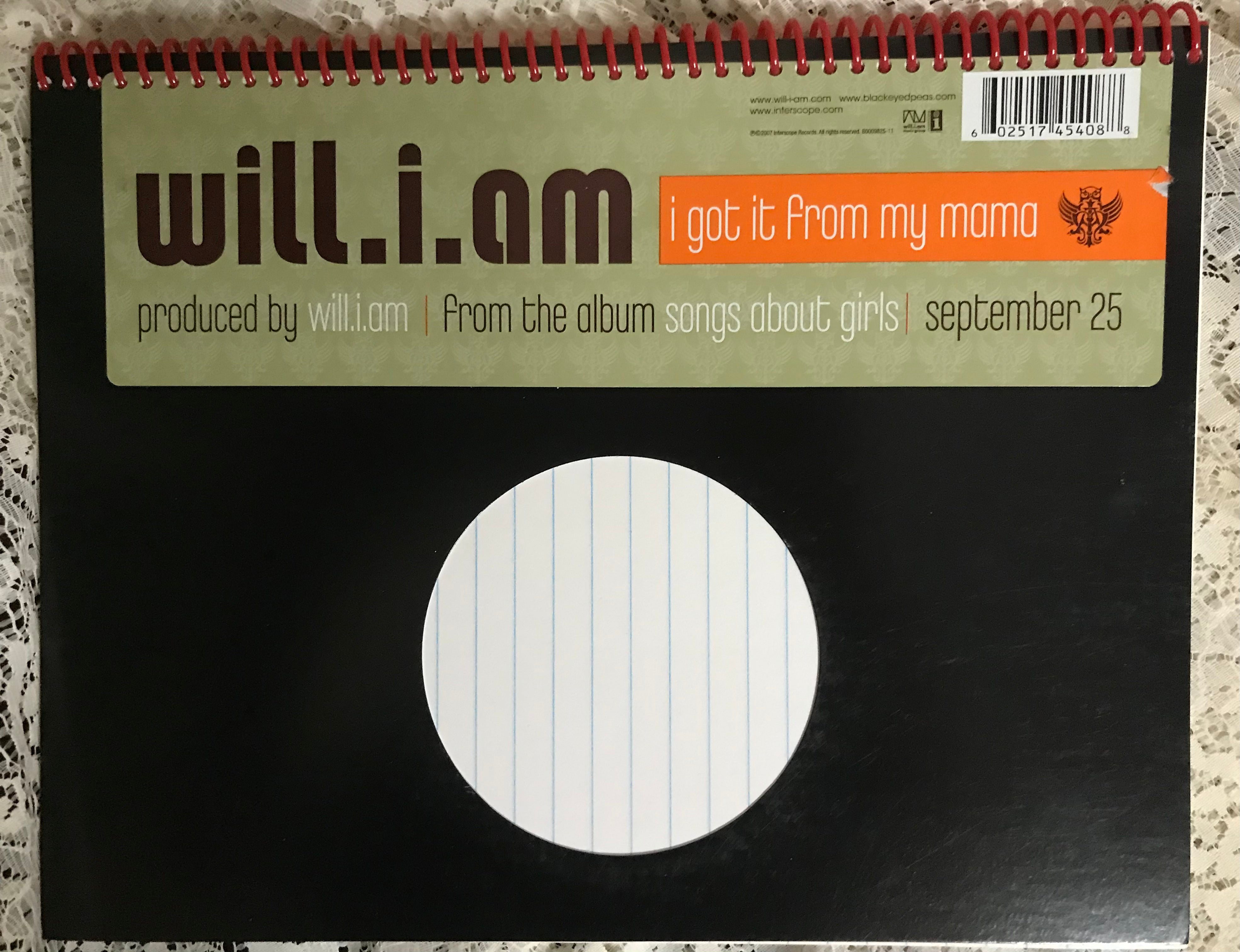 Will. i. am Album Cover Notebook