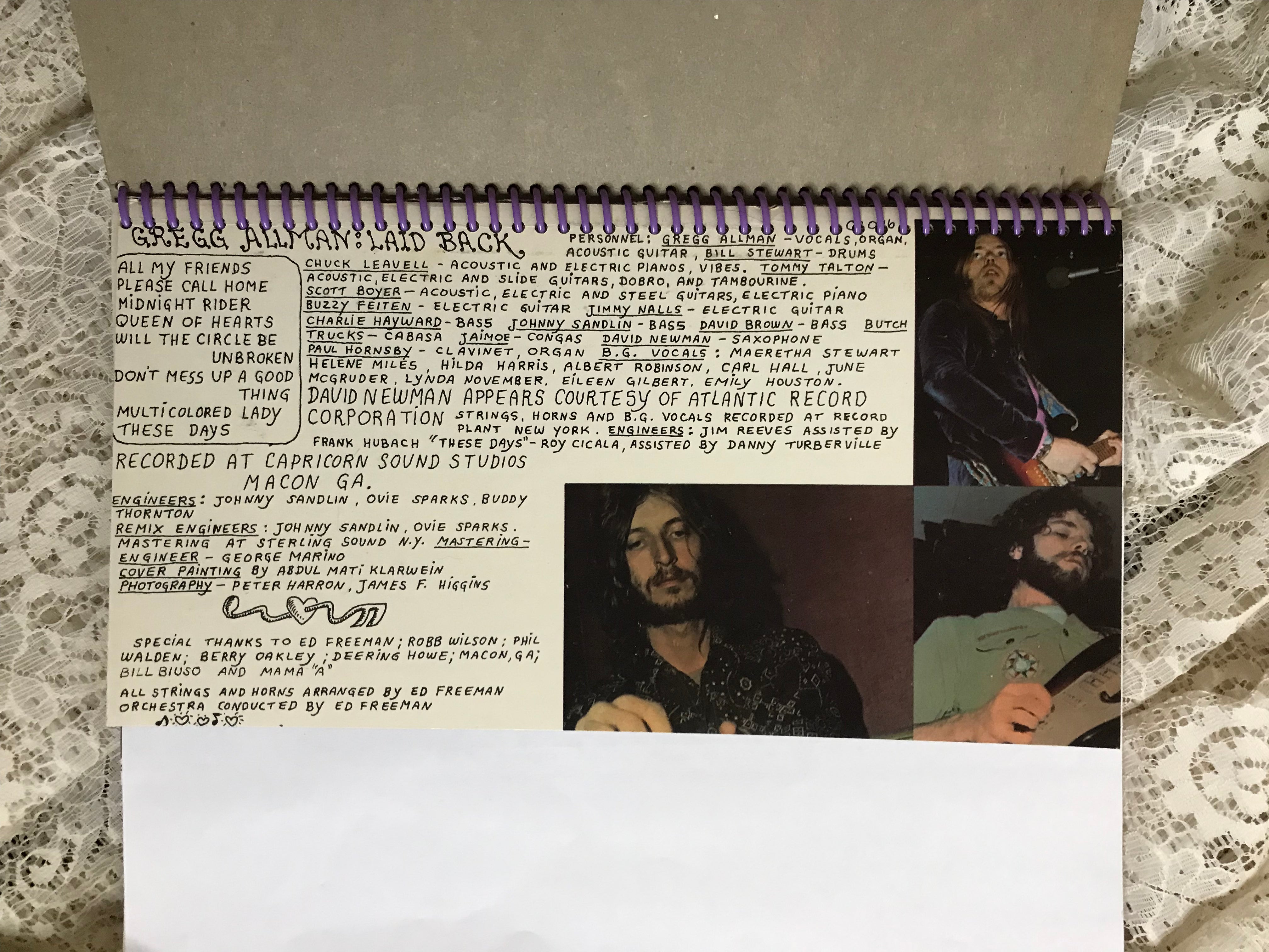 Gregg Allman Laid Back Album Cover Notebook