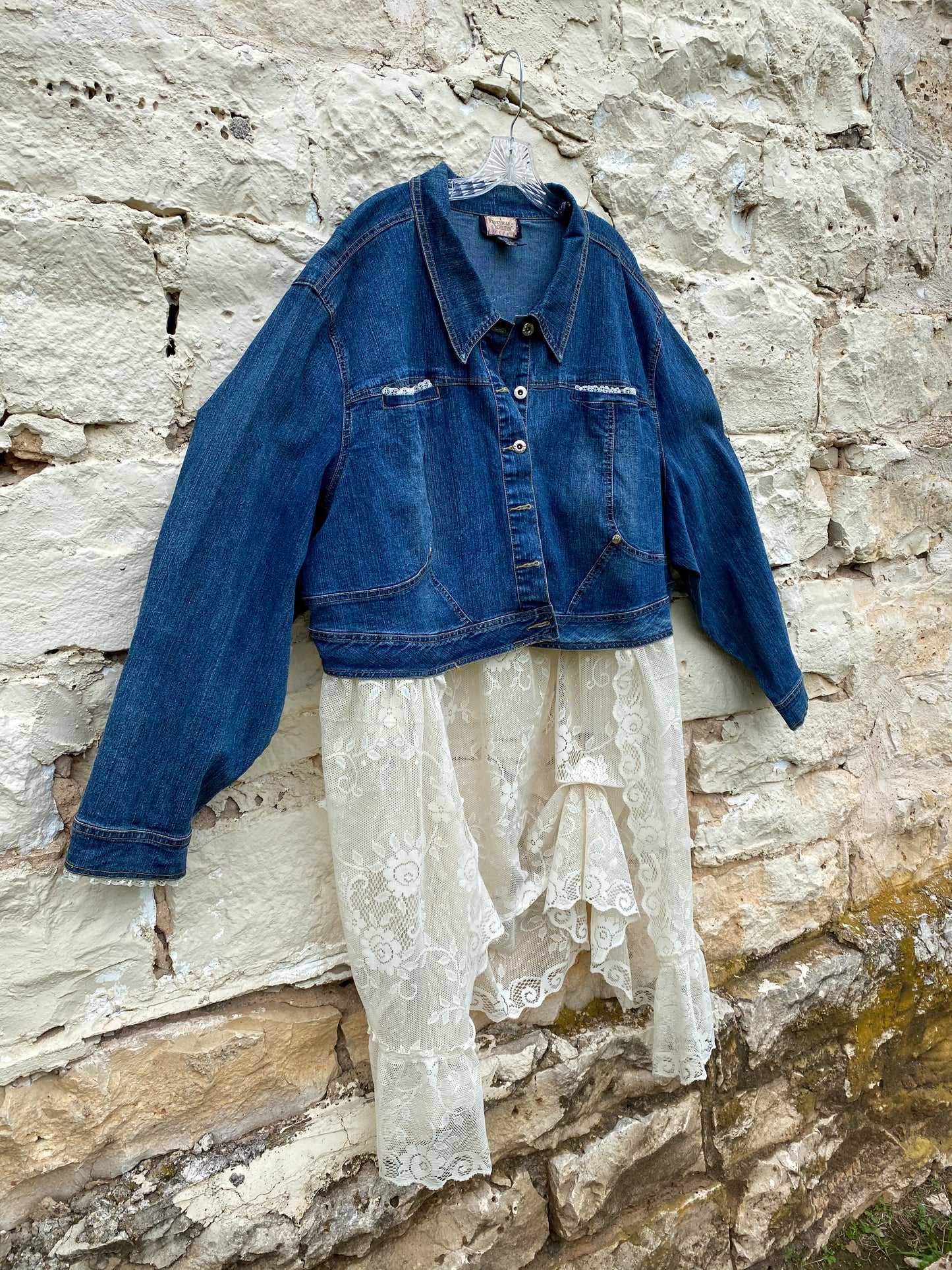 Denim Jacket with Lace Skirt Size 30 w