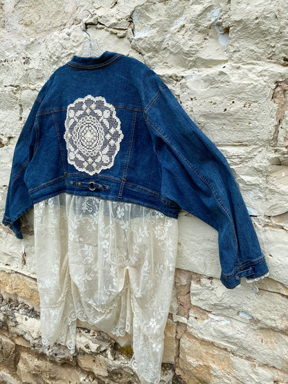 Denim Jacket with Lace Skirt Size 30 w