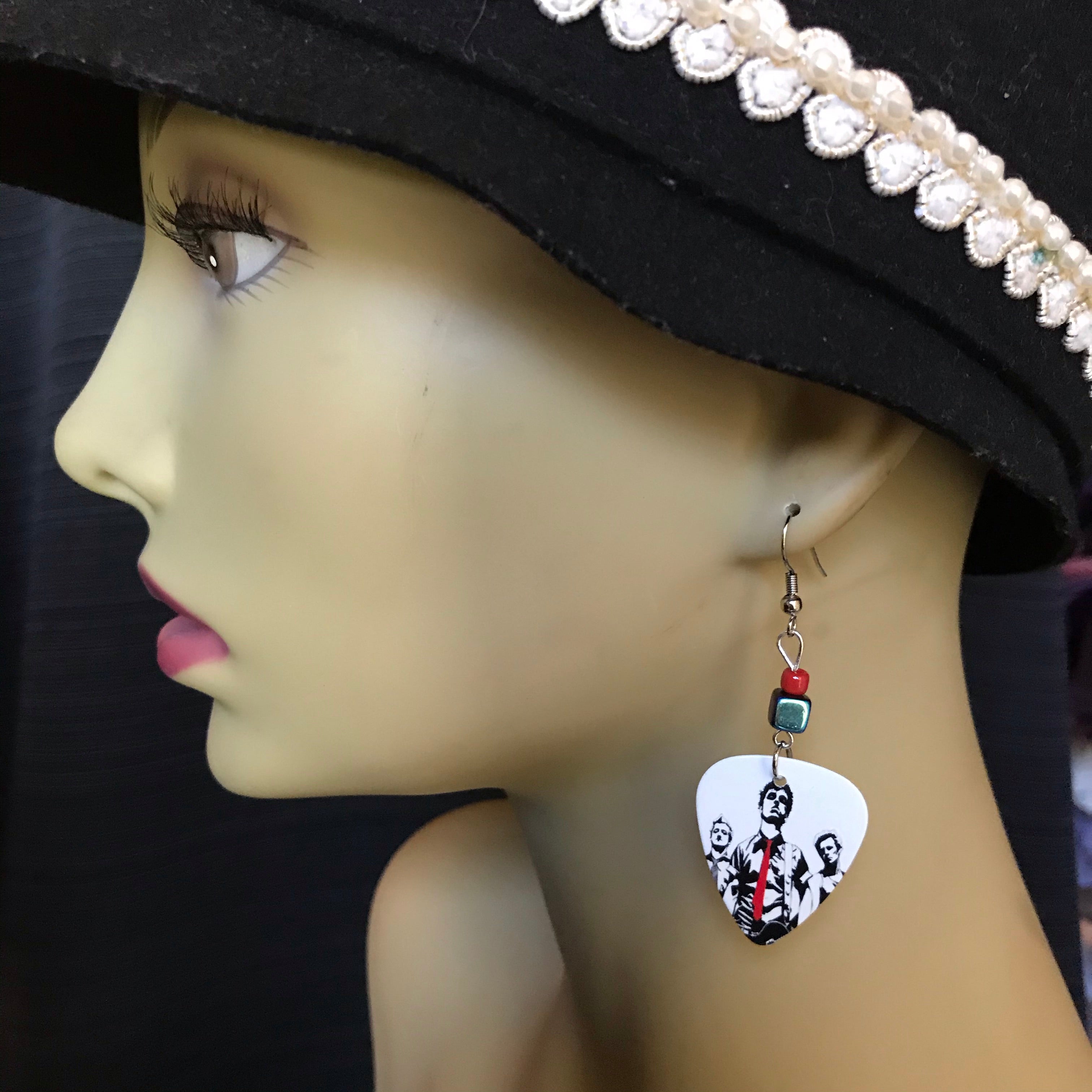 Guitar Pick Earrings - Green Day