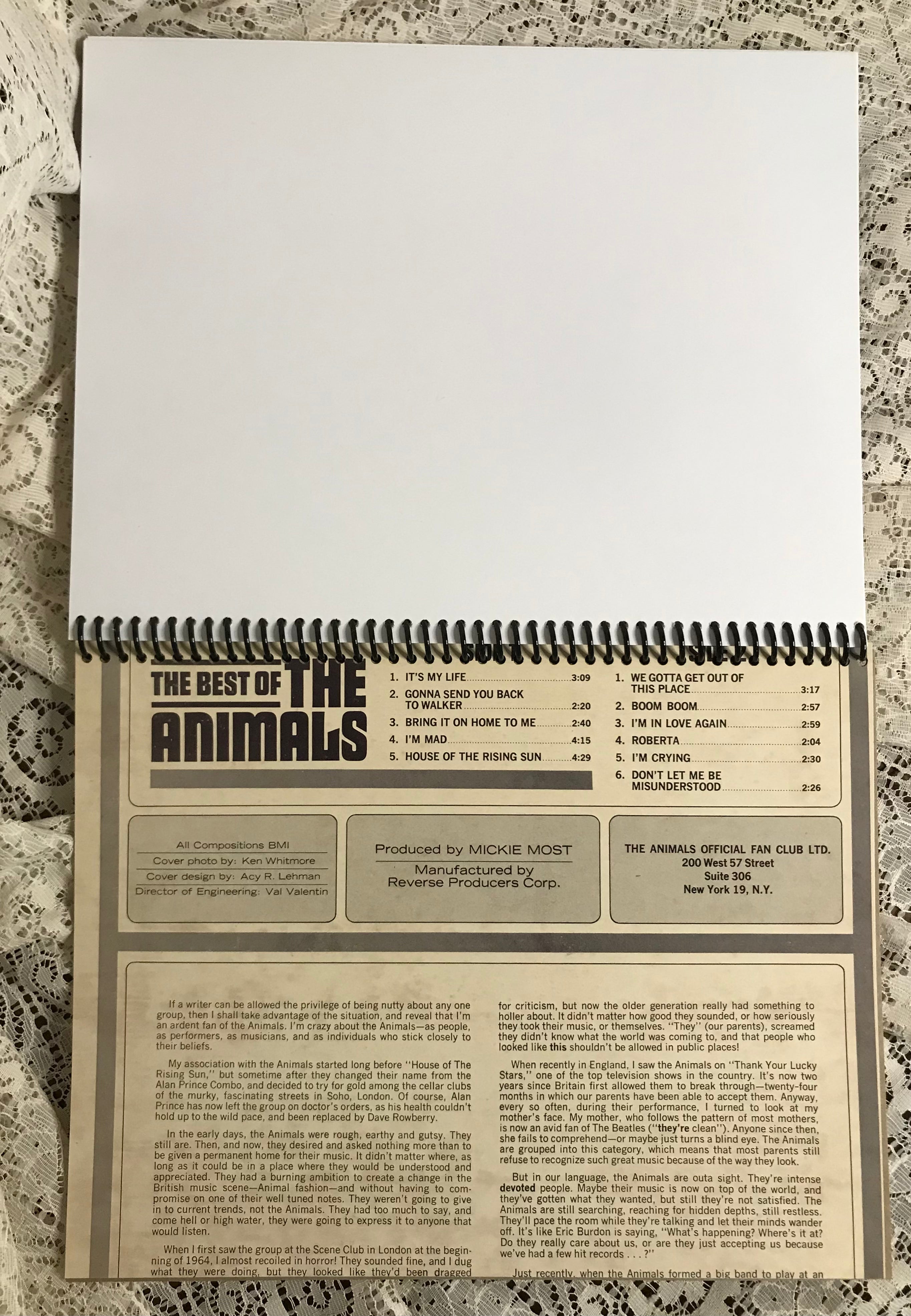 Animals, The Best Of…Album Cover Notebook