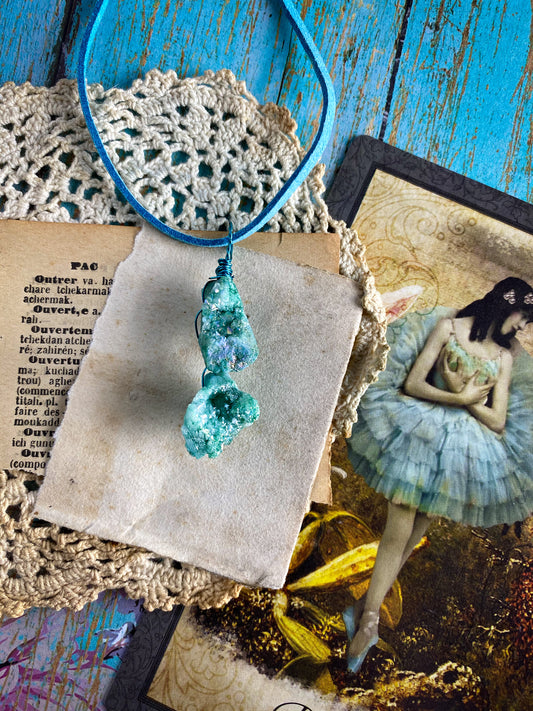 Green Druzy Crystal necklace