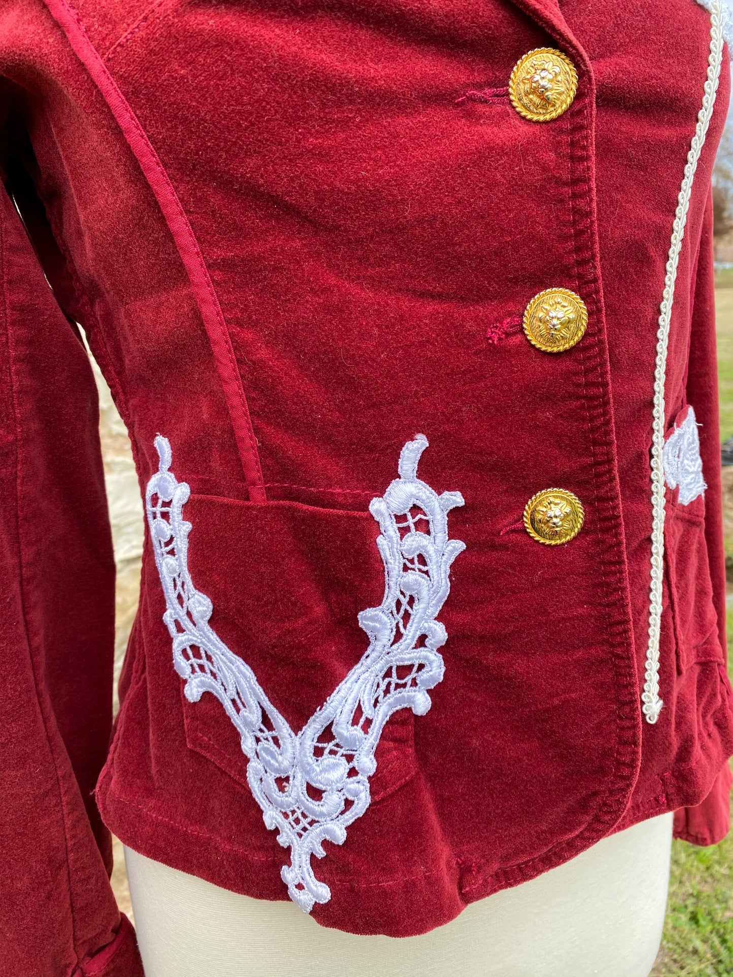 Burgundy Jacket with Fuzzy Yoke - Small
