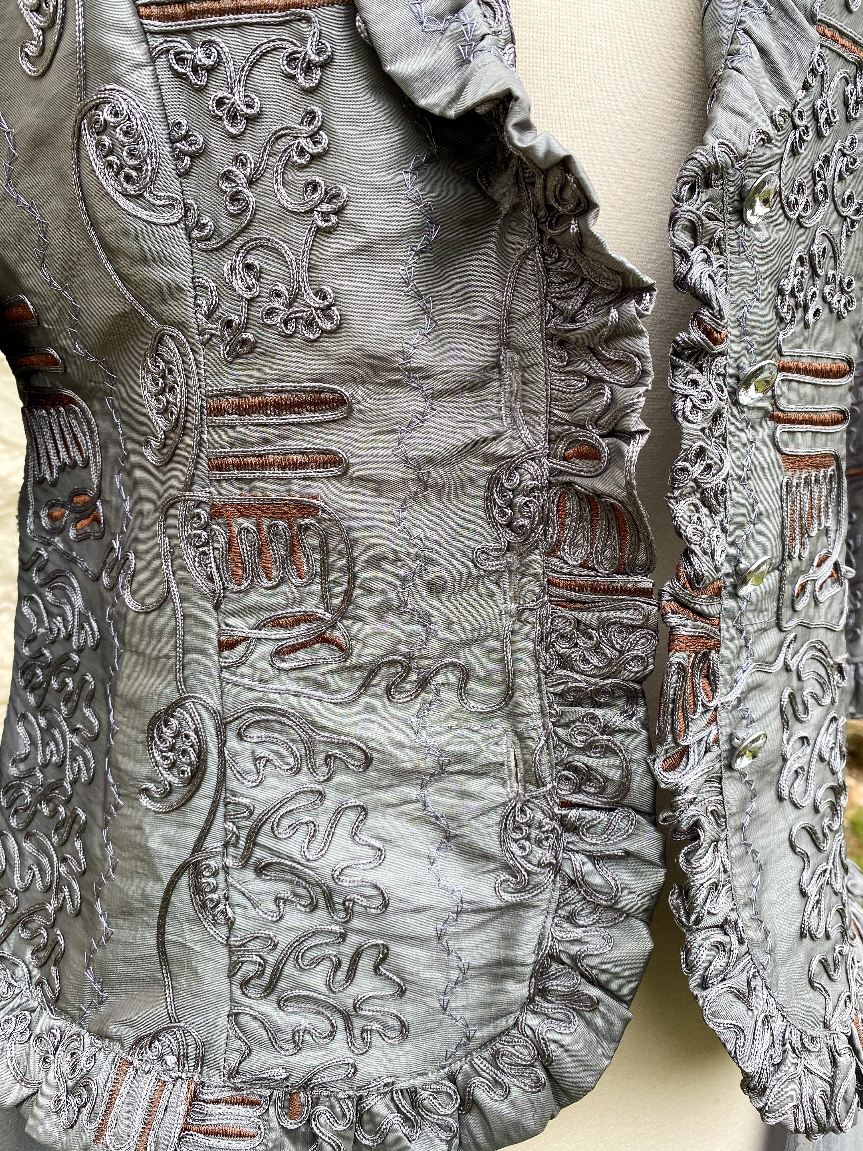 Silver Brocade Long Jacket - Large