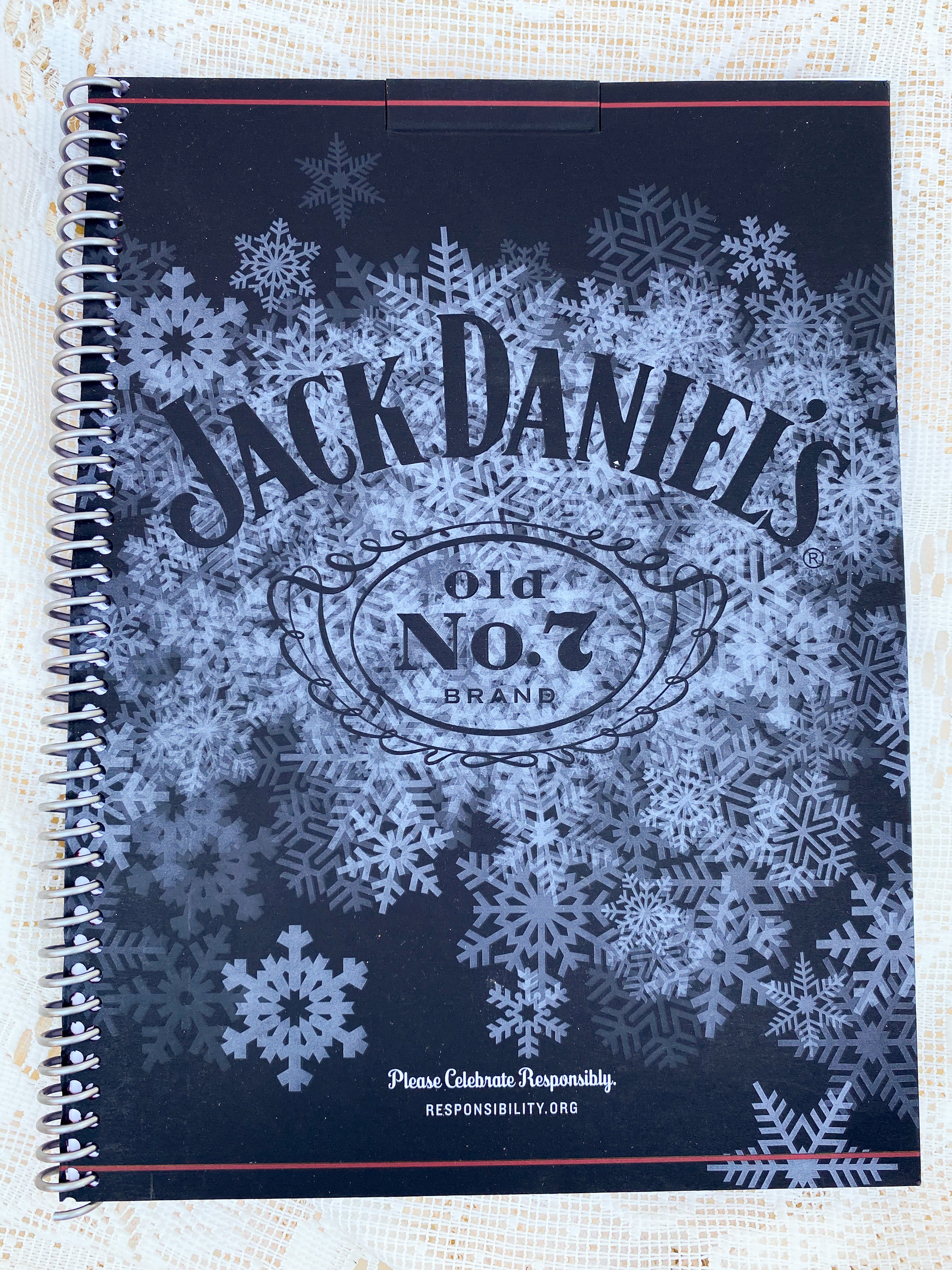 Jack Daniels Old No. 7 Holiday Edition Recycled Notebook w/ Silver Spiral